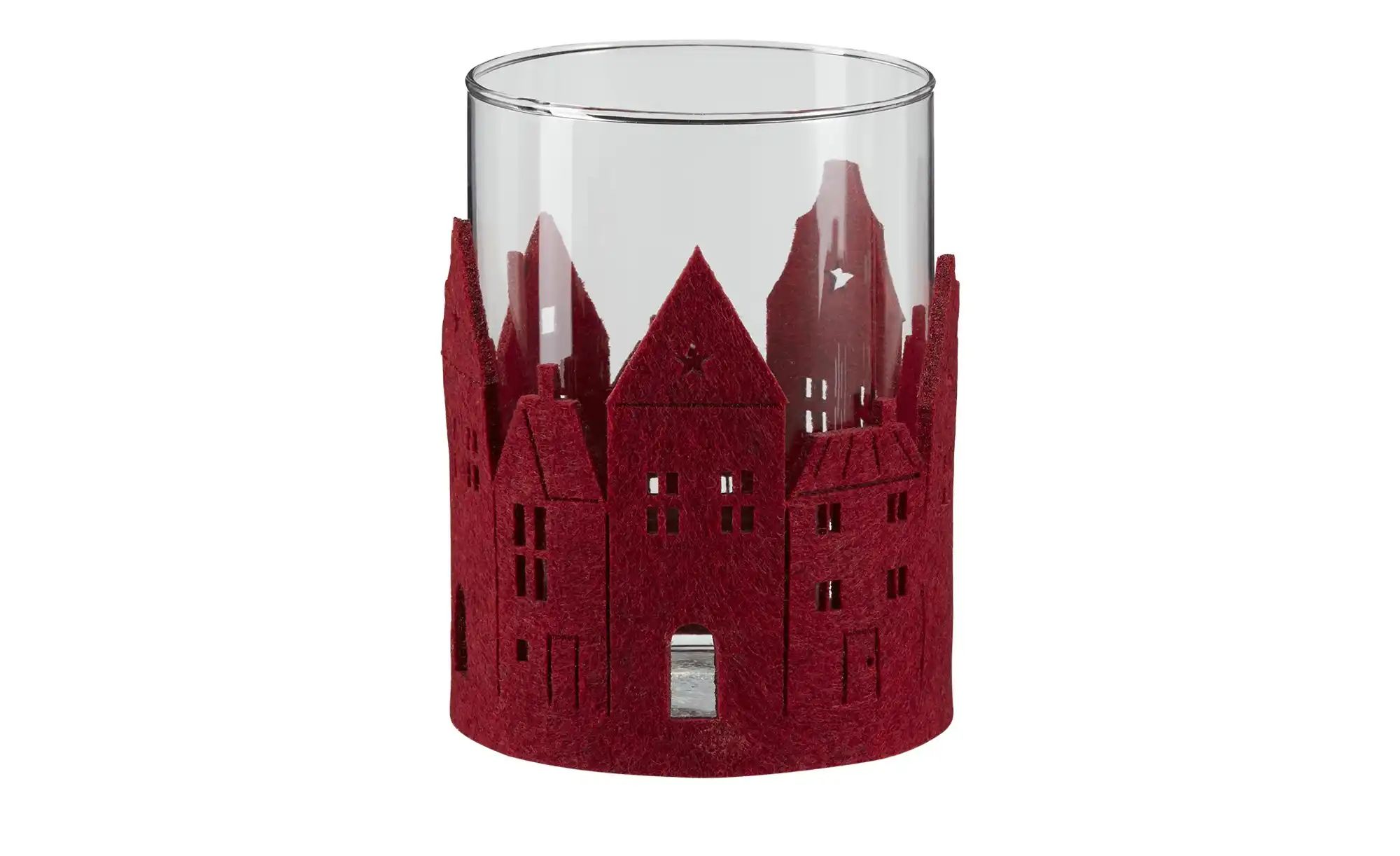 Windlicht   ¦ rot ¦ Glas,Filz ¦ Maße (cm): H: 13  Ø: 9 Weihnachten - Höffne günstig online kaufen