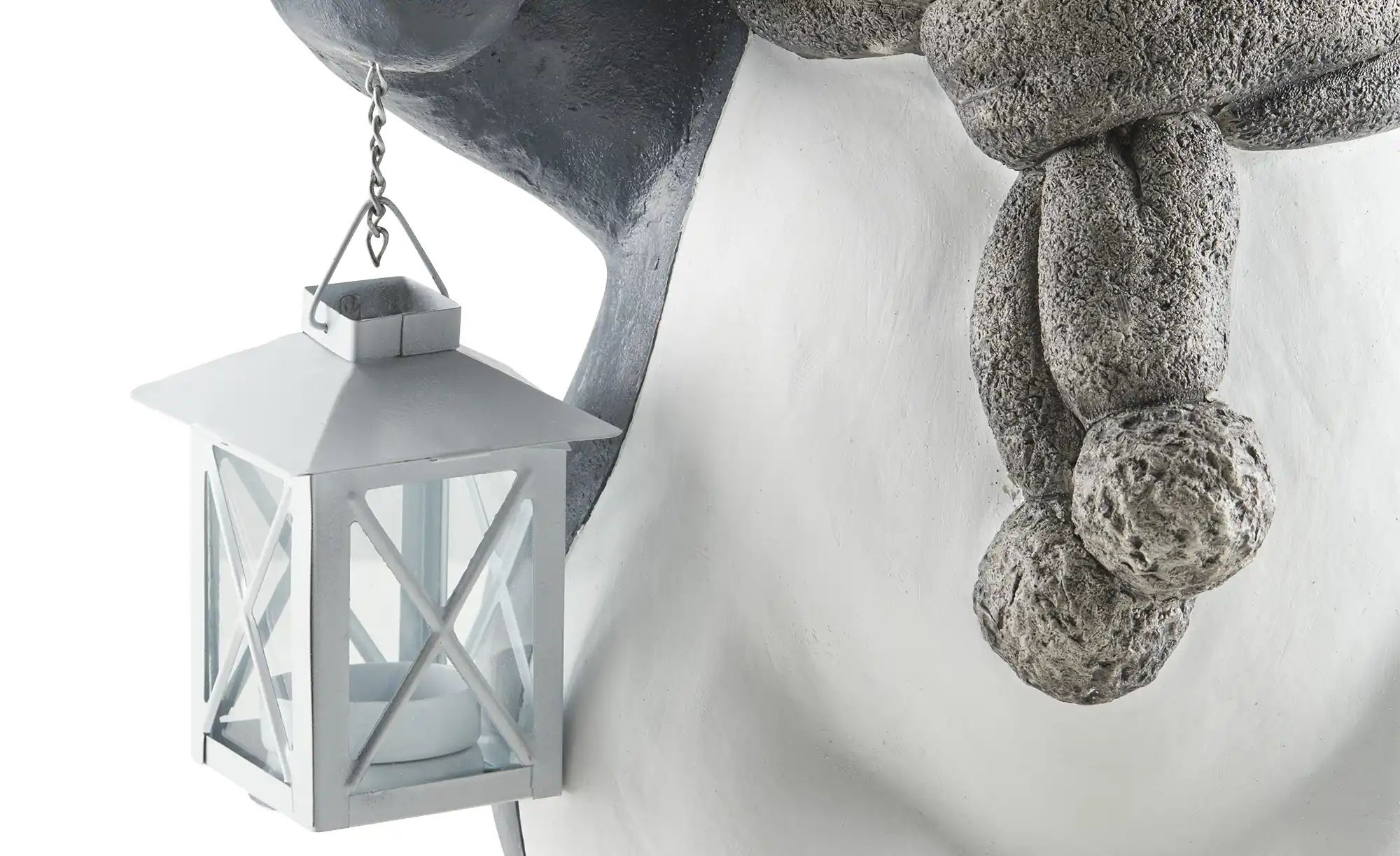 HOME STORY Deko Pinguin mit Laterne ¦ grau ¦ Magnesia, Metall, Glas ¦ Maße günstig online kaufen