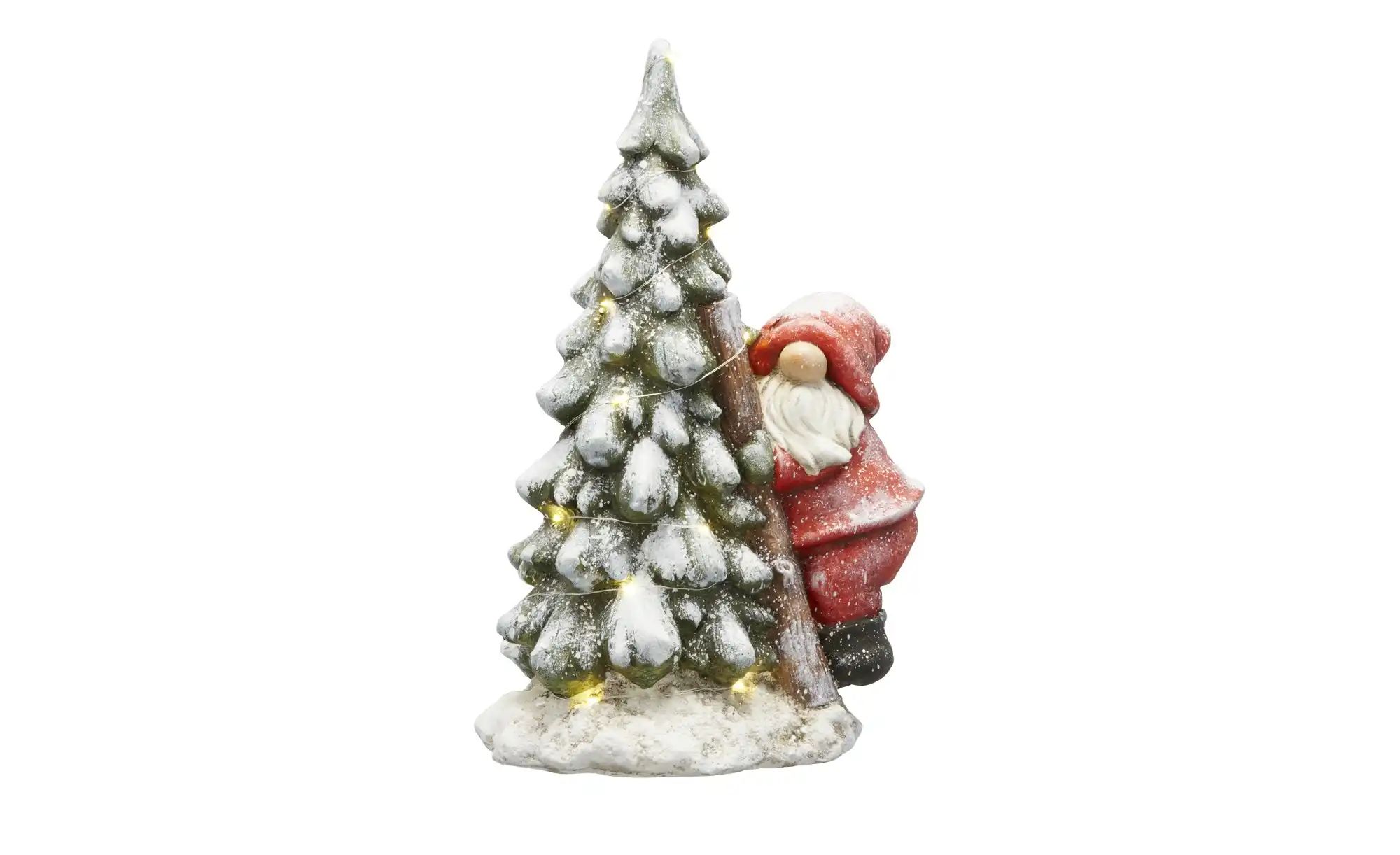 Thumbnail - HOME STORY LED Wichtel mit Weihnachtsbaum ¦ grün ¦ Magnesia,Metall ¦ Maße (cm): B: 21 H: 46 Weihnachten - Höffner