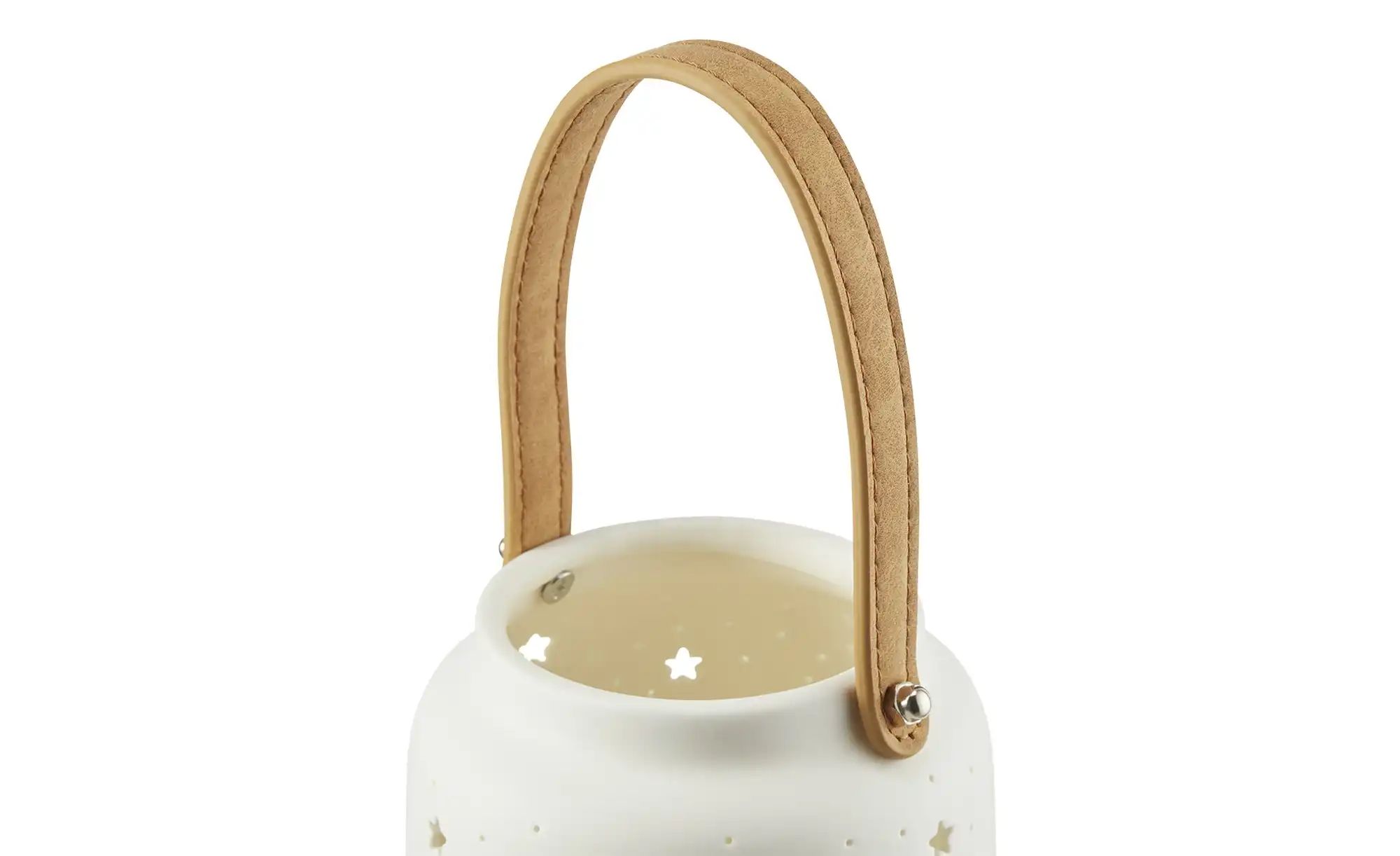 Thumbnail - HOME STORY Windlicht ¦ weiß ¦ Steingut,Kunstleder ¦ Maße (cm): H: 16,6 Ø: 12.3 Weihnachten - Höffner