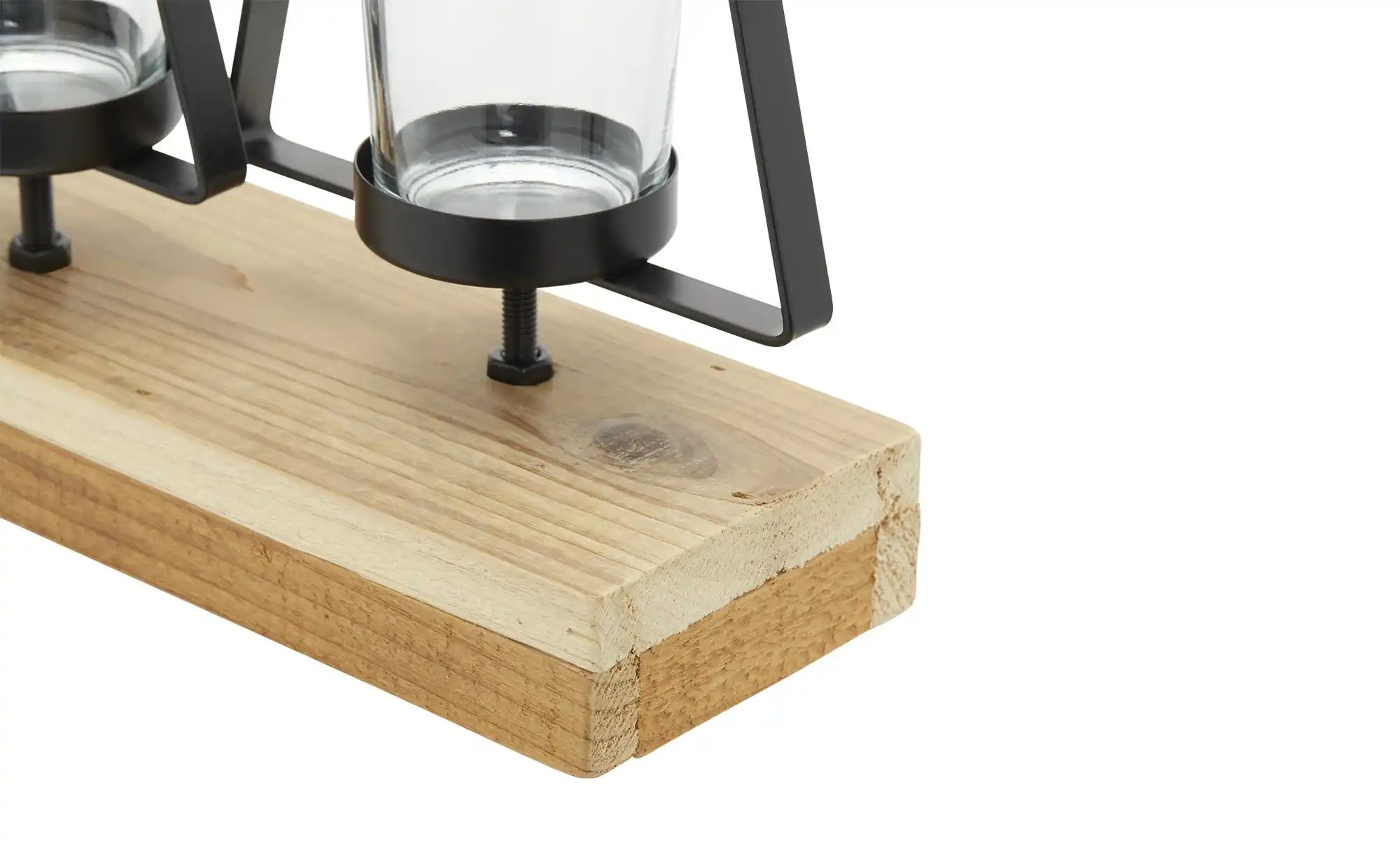 HOME STORY Teelichthalter mit Tannen   ¦ holzfarben ¦ Metall,Glas,Holz ¦ Ma günstig online kaufen
