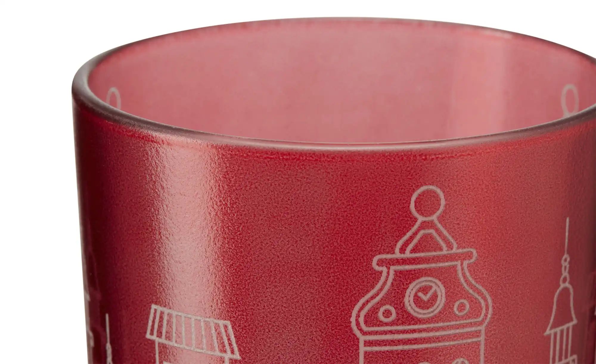HOME STORY Teelichtglas   ¦ rot ¦ Glas ¦ Maße (cm): H: 10  Ø: 8.5 Weihnacht günstig online kaufen