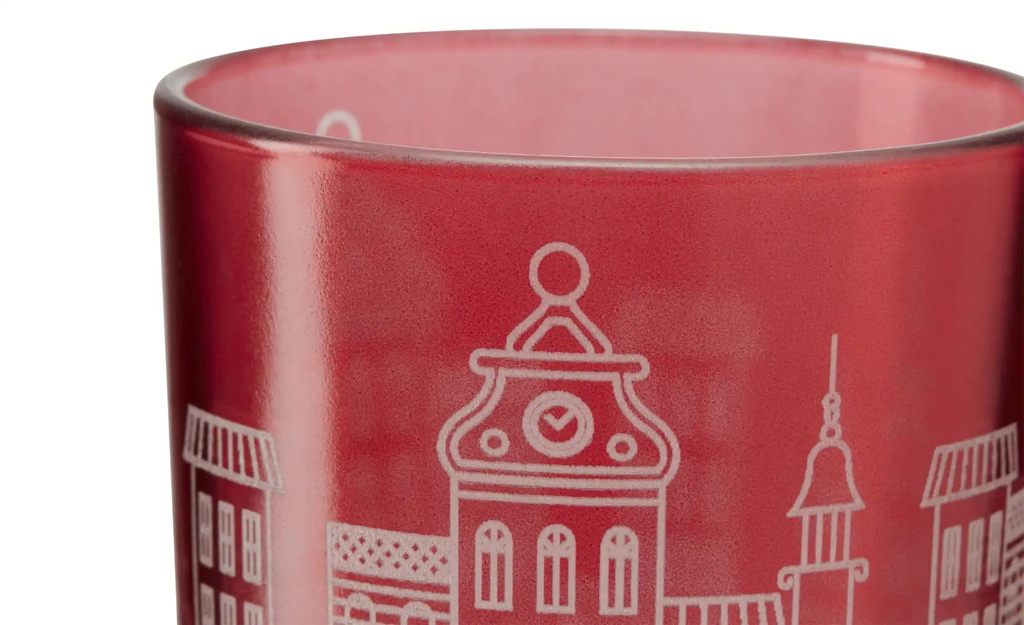 HOME STORY Teelichtglas   ¦ rot ¦ Glas ¦ Maße (cm): H: 8  Ø: 7.3 Accessoire günstig online kaufen