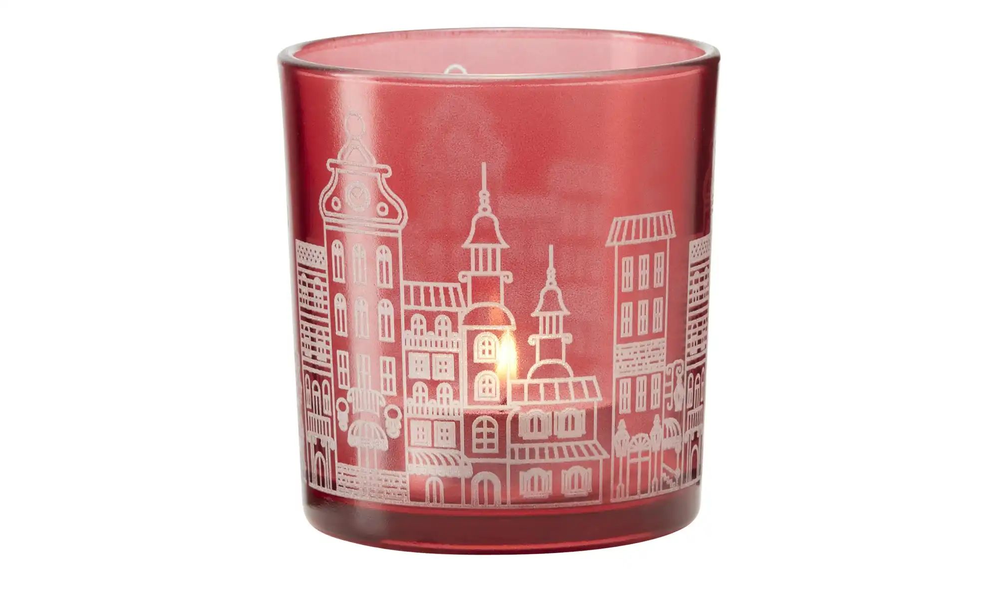 Thumbnail - HOME STORY Teelichtglas ¦ rot ¦ Glas ¦ Maße (cm): H: 8 Ø: 7.3 Weihnachten - Höffner