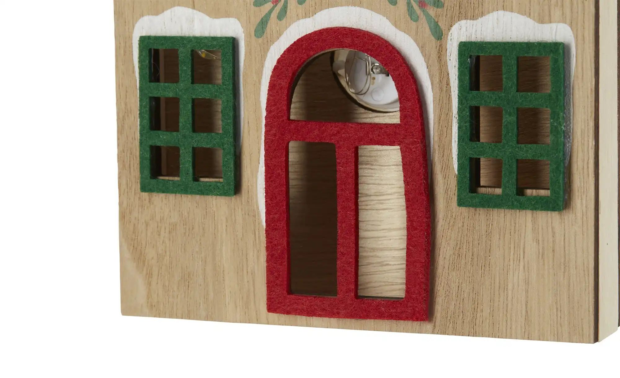 Thumbnail - HOME STORY Deko- Haus mit LED   ¦ holzfarben ¦ Holzwerkstoff,Polyester ¦ Maße (cm): B: 17 H: 22 T: 3.0 Weihnachten - Höf...