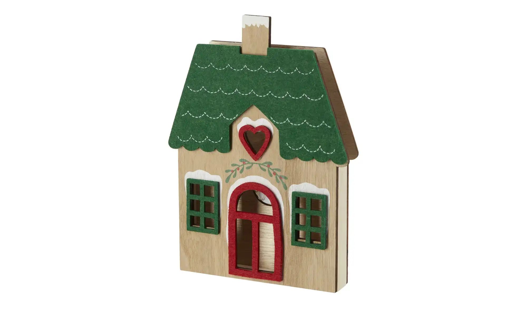 Thumbnail - HOME STORY Deko- Haus mit LED   ¦ holzfarben ¦ Holzwerkstoff,Polyester ¦ Maße (cm): B: 17 H: 22 T: 3.0 Weihnachten - Höf...