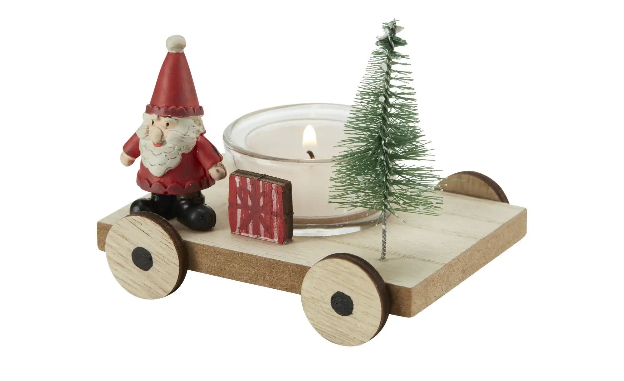 Thumbnail - HOME STORY Teelichthalter Niko und Tanne ¦ holzfarben ¦ MDF,Polyresin (Kunstharz),Glas ¦ Maße (cm): B: 10 H: 7,5 T: 7....