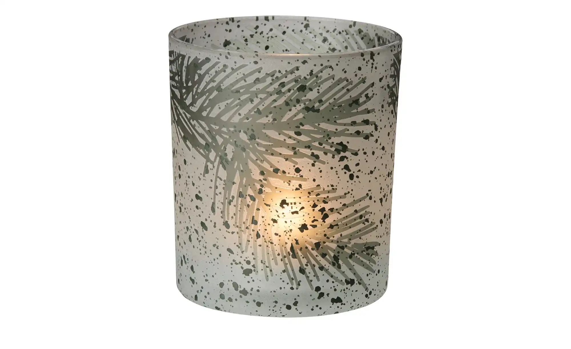 HOME STORY Teelichtglas Kiefernzweig   ¦ grün ¦ Glas ¦ Maße (cm): H: 10  Ø: günstig online kaufen