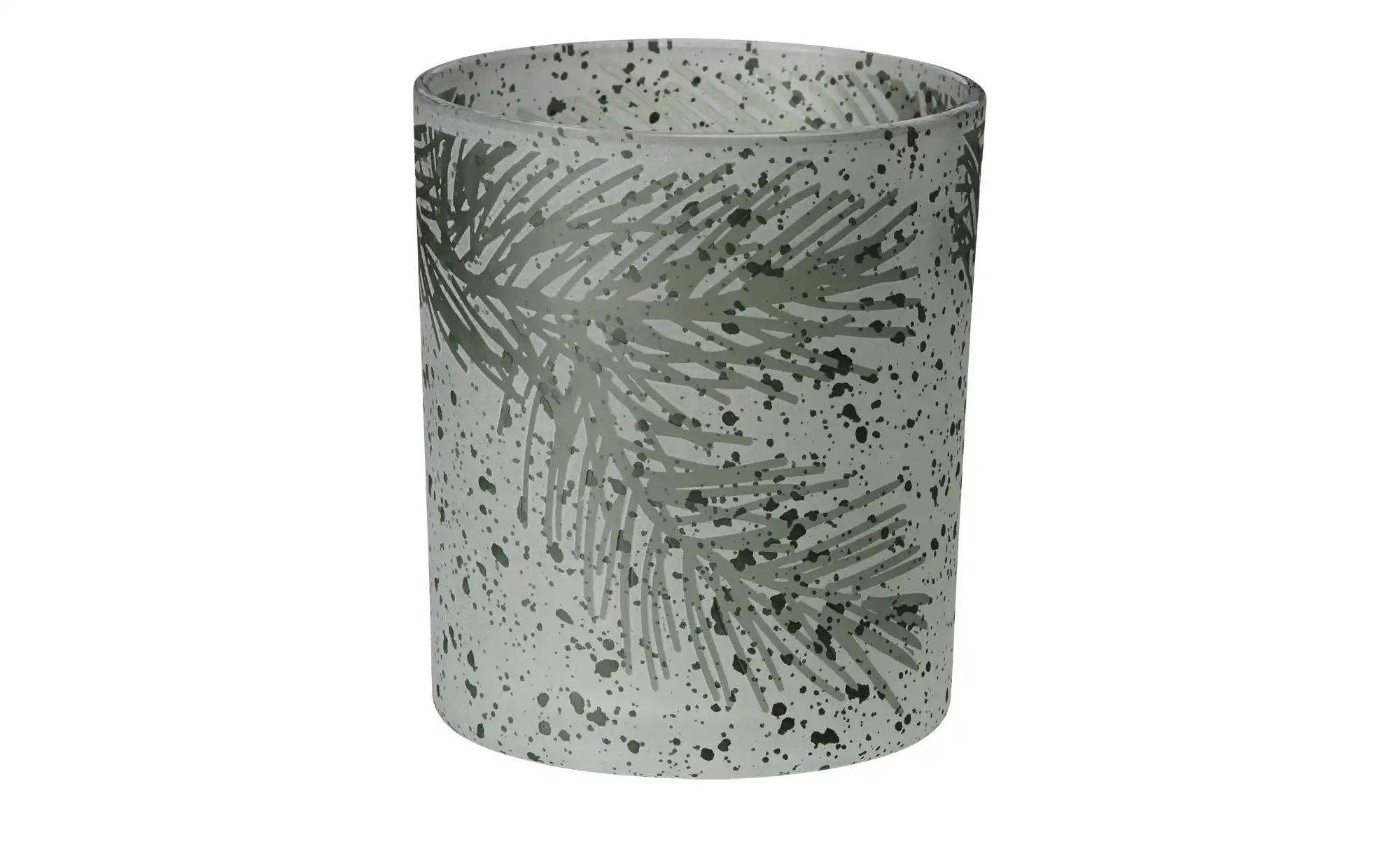 HOME STORY Teelichtglas Kiefernzweig   ¦ grün ¦ Glas ¦ Maße (cm): H: 10  Ø: günstig online kaufen