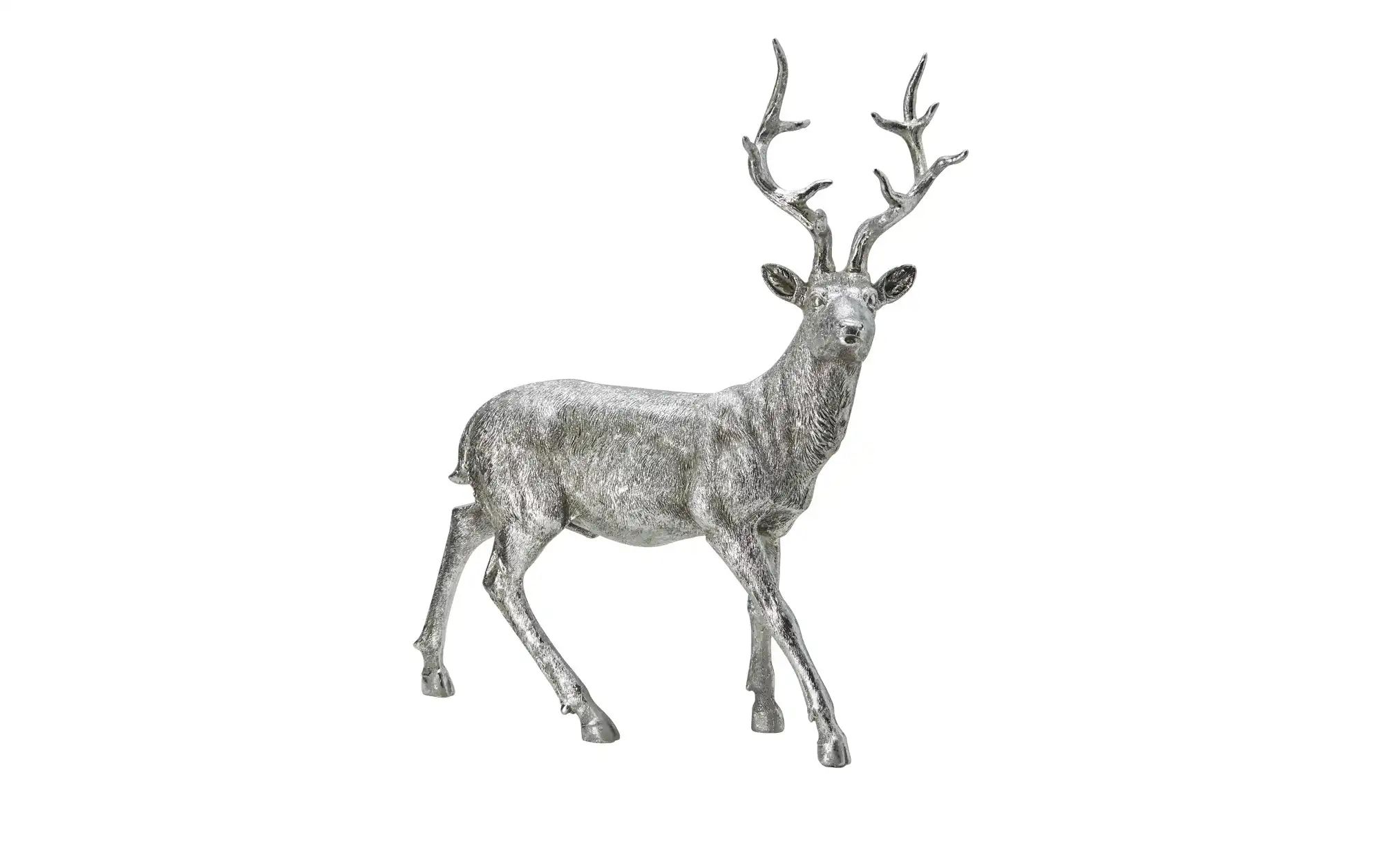 HOME STORY Deko Hirsch   ¦ silber ¦ Polyresin (Kunstharz) ¦ Maße (cm): B: 4 günstig online kaufen