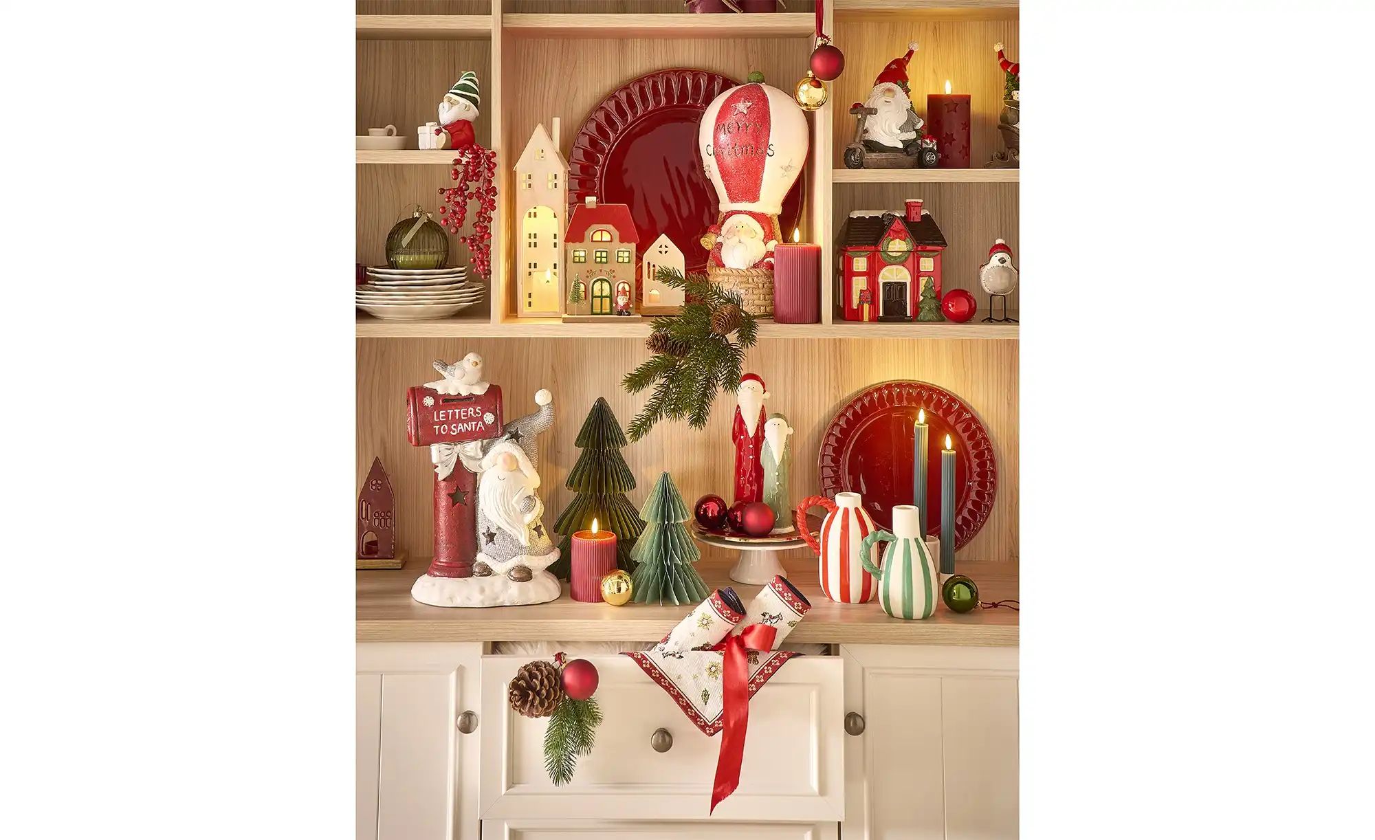 Thumbnail - HOME STORY LED Weihnachtsfigur ¦ rot ¦ Magnesia ¦ Maße (cm): B: 20 H: 43 T: 20.0 Weihnachten - Höffner