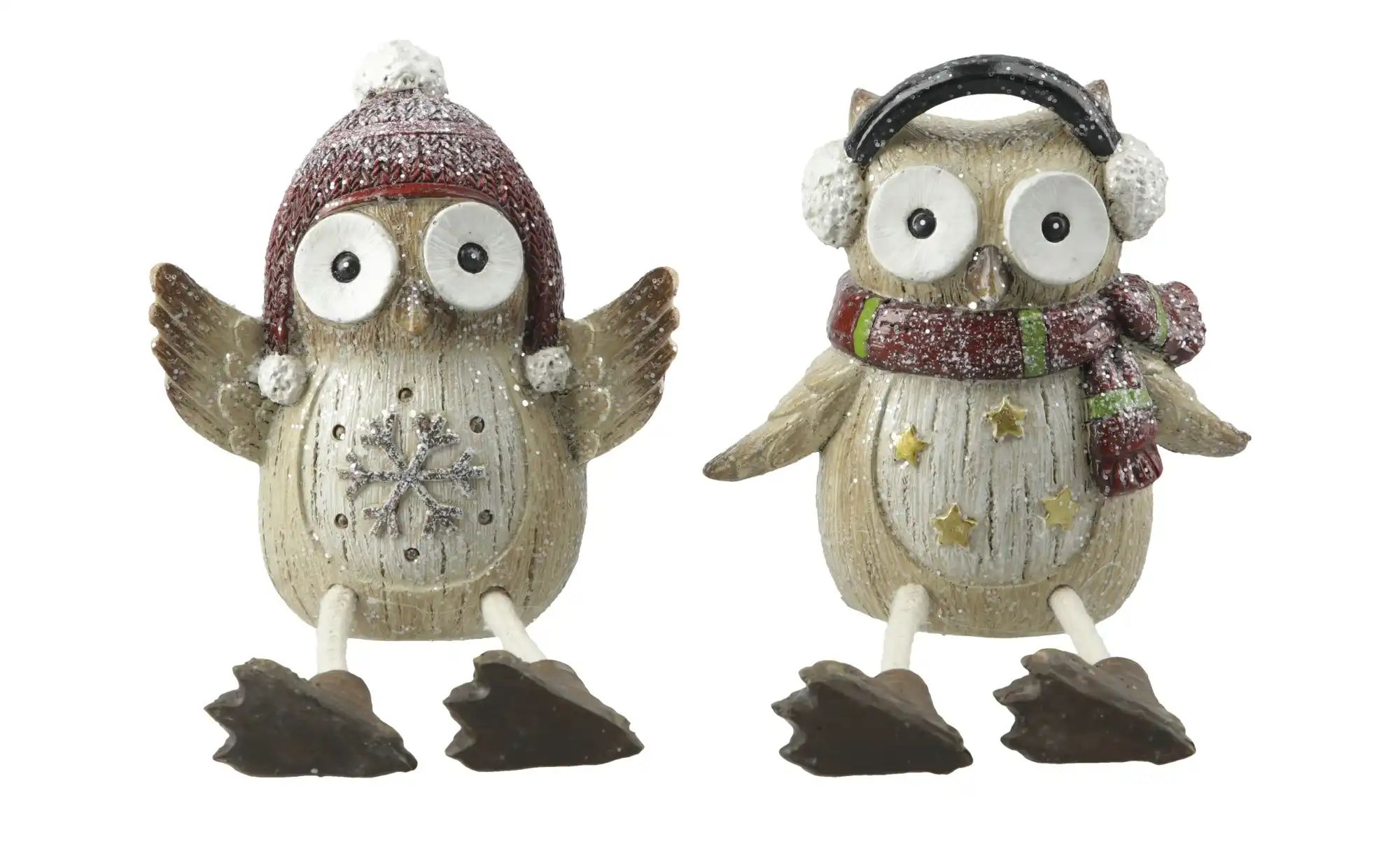 HOME STORY Dekofigur Eulen - 2er Set   ¦ braun ¦ Polyresin (Kunstharz),Stei günstig online kaufen