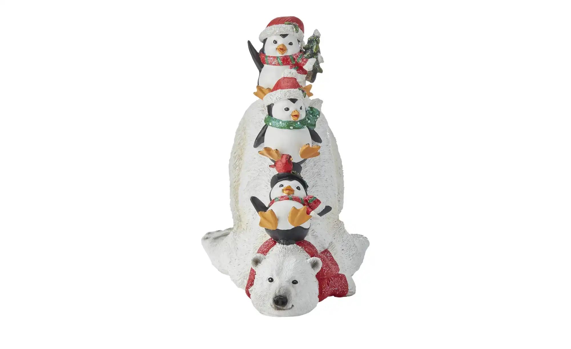HOME STORY Dekofigur Eisbär mit Pinguinen   ¦ weiß ¦ Polyresin (Kunstharz), günstig online kaufen