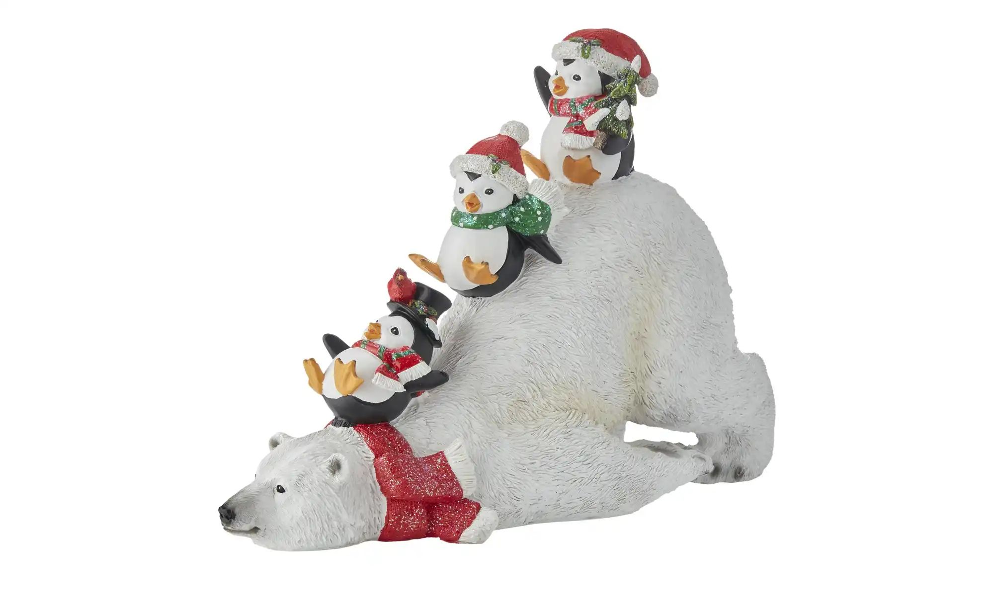 HOME STORY Dekofigur Eisbär mit Pinguinen   ¦ weiß ¦ Polyresin (Kunstharz), günstig online kaufen