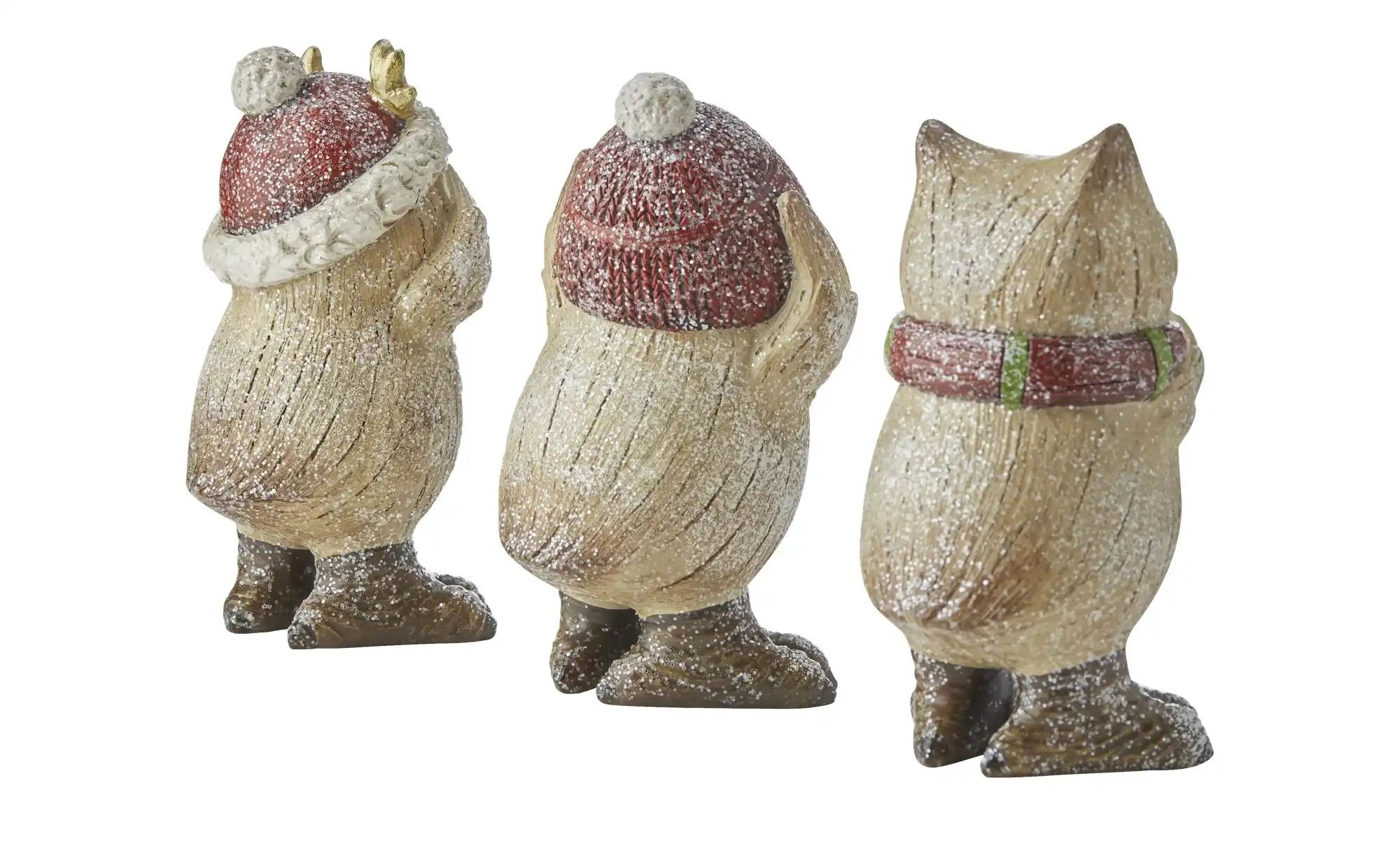 HOME STORY Dekofigur Eule - 3er Set   ¦ braun ¦ Polyresin (Kunstharz) ¦ Maß günstig online kaufen