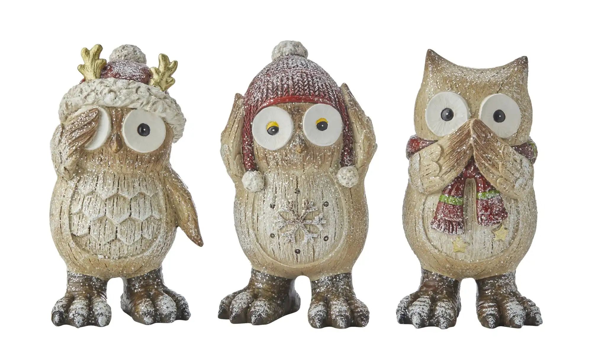 HOME STORY Dekofigur Eule - 3er Set   ¦ braun ¦ Polyresin (Kunstharz) ¦ Maß günstig online kaufen