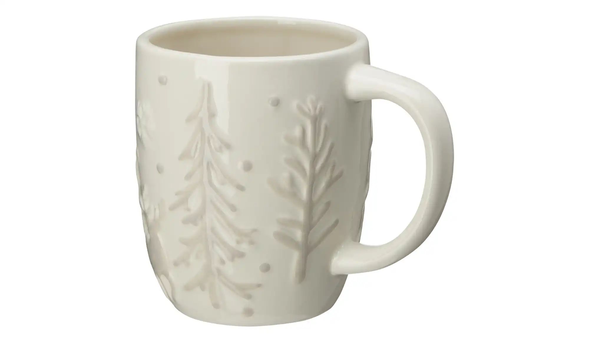 HOME STORY Tasse mit Tannenmuster   ¦ weiß ¦ Dolomite ¦ Maße (cm): B: 13 H: günstig online kaufen