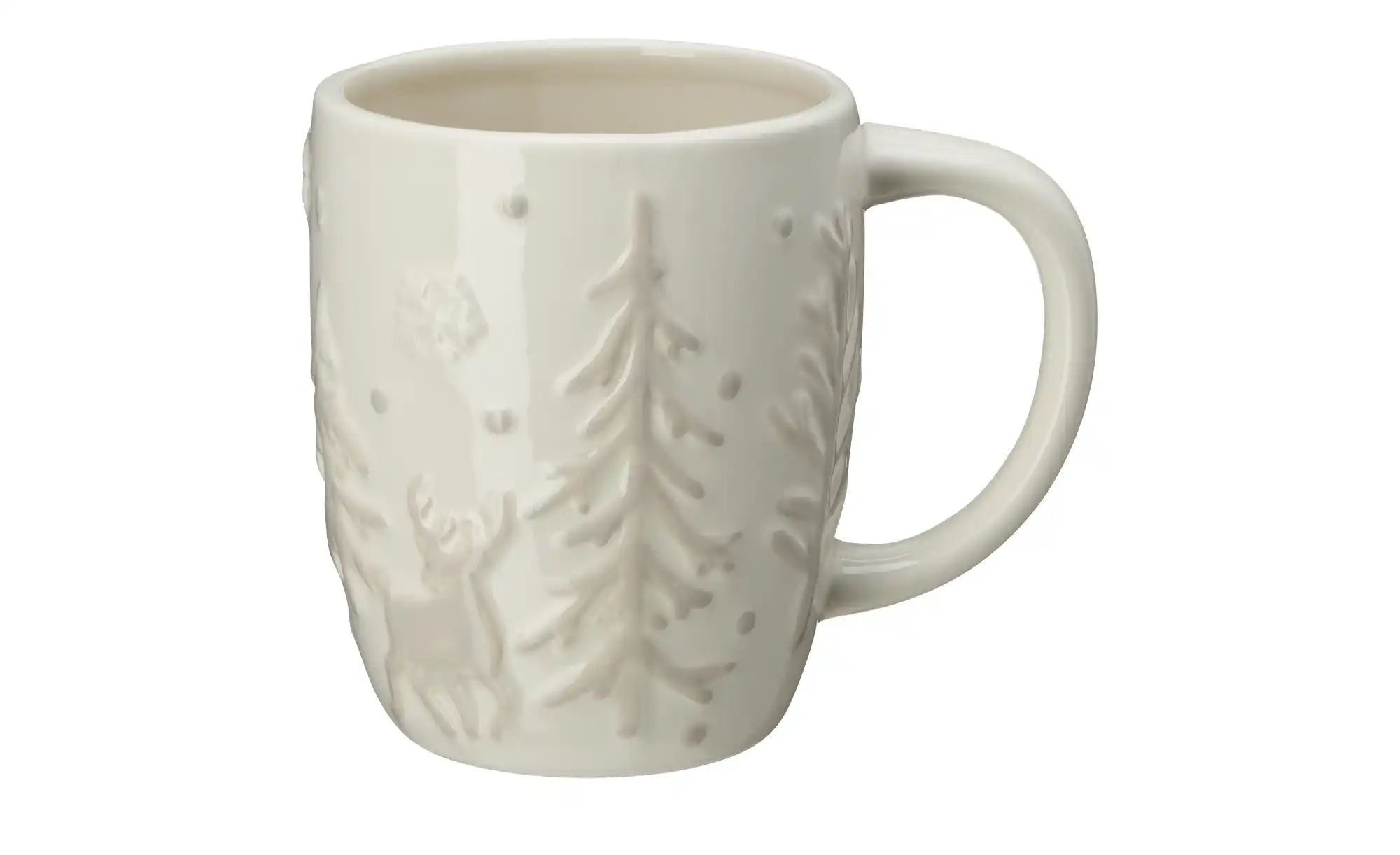 HOME STORY Tasse mit Tannenmuster   ¦ weiß ¦ Dolomite ¦ Maße (cm): B: 13 H: günstig online kaufen