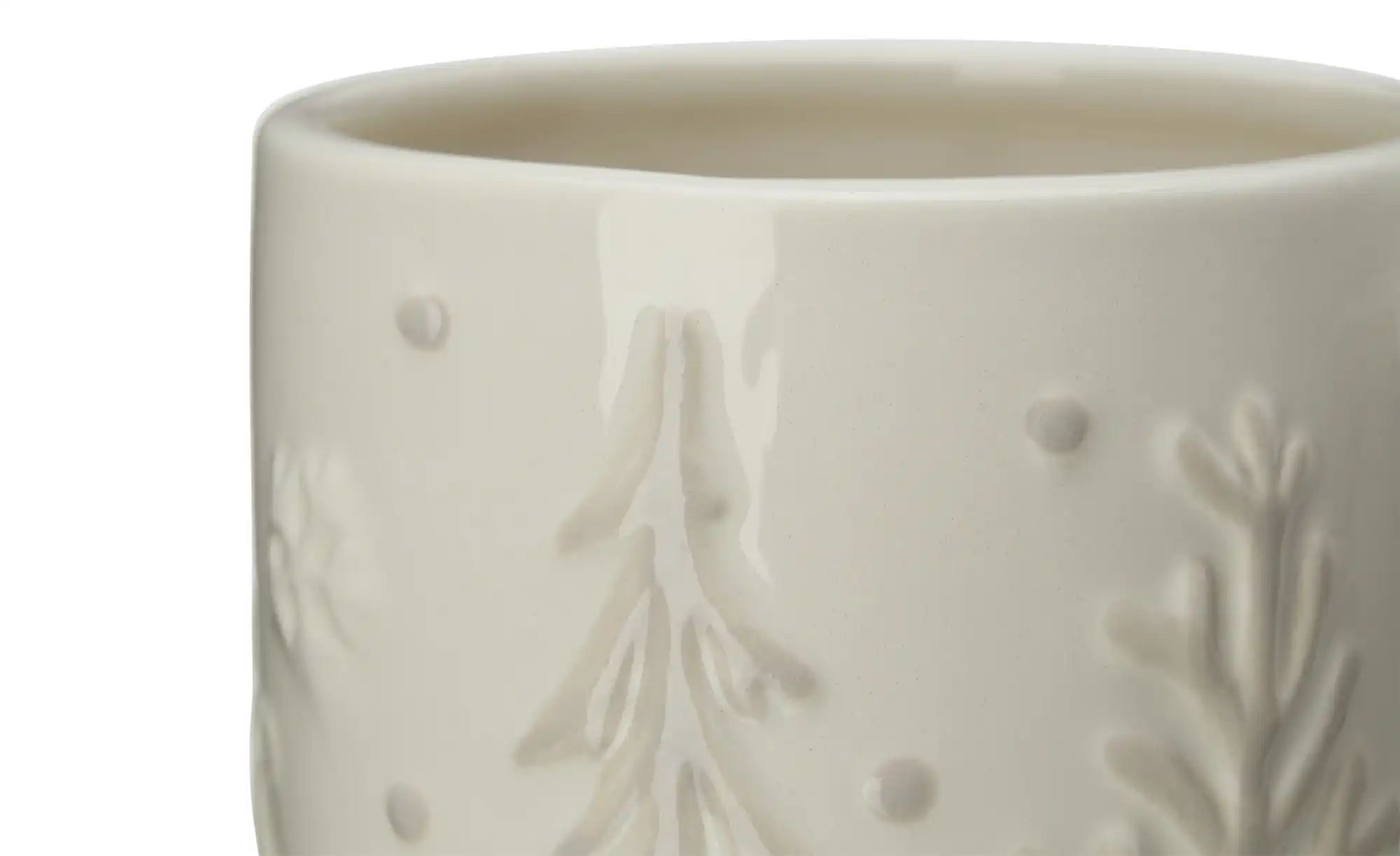 Thumbnail - HOME STORY Tasse mit Tannenmuster   ¦ weiß ¦ Dolomite ¦ Maße (cm): B: 13 H: 10,5 T: 9.0 Geschirr > Einzelgeschirrteile -...