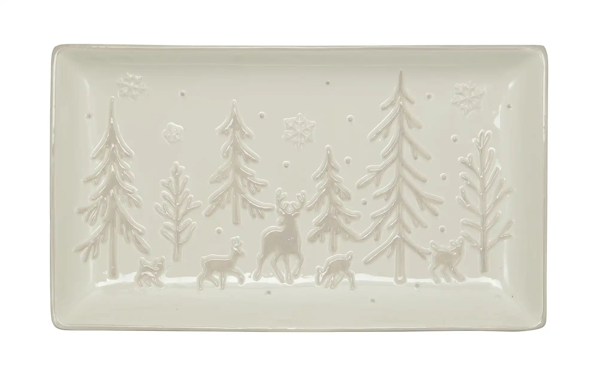 HOME STORY Platte mit Tannenmuster   ¦ weiß ¦ Dolomite ¦ Maße (cm): B: 37,5 günstig online kaufen