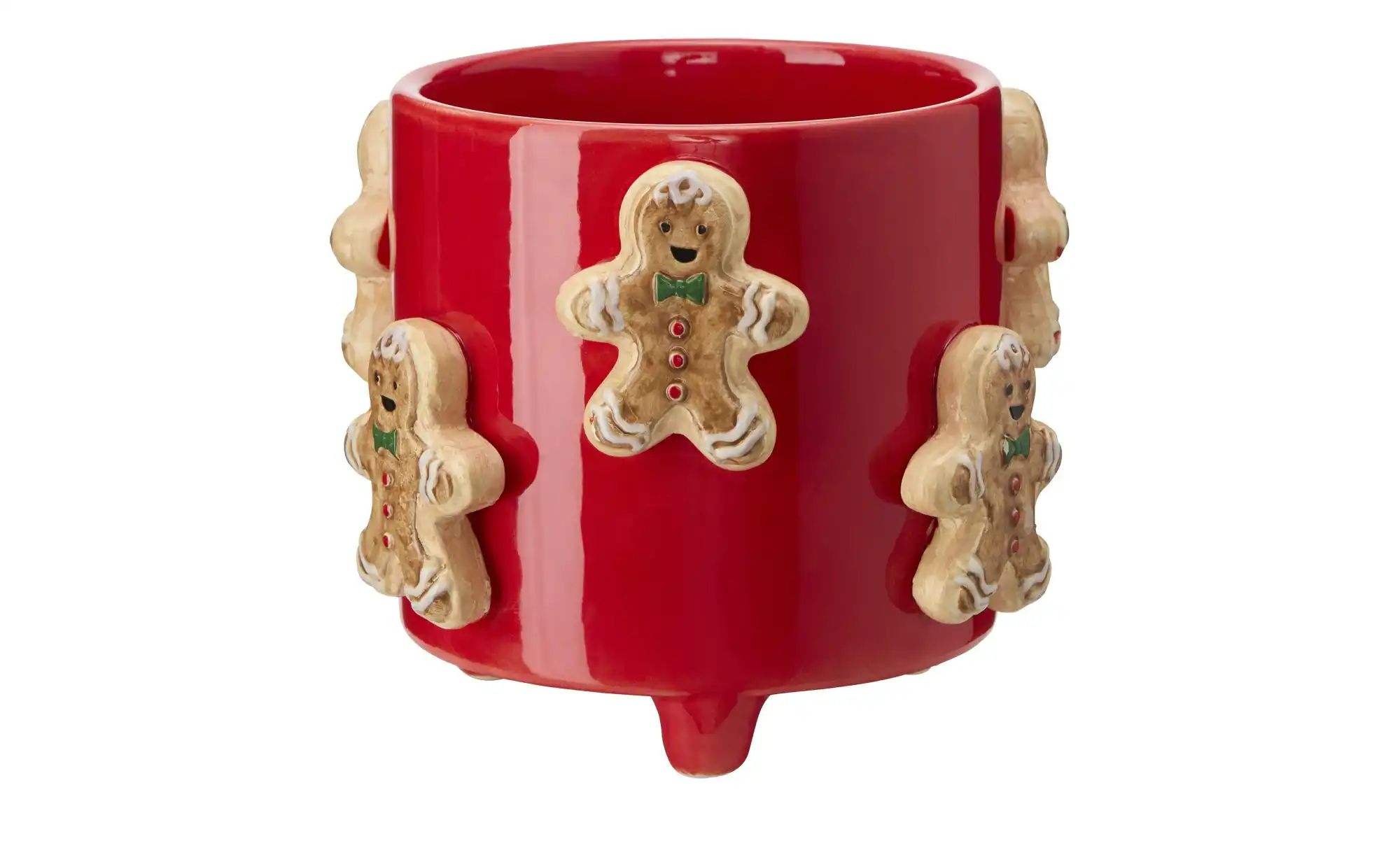 HOME STORY Übertopf Lebkuchenmännchen   ¦ rot ¦ Dolomite ¦ Maße (cm): B: 12 günstig online kaufen