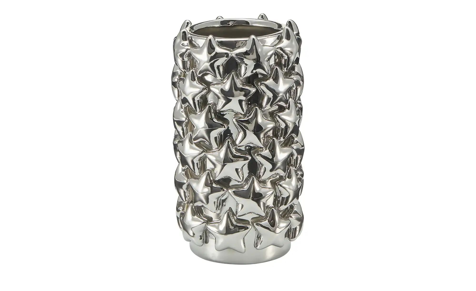 HOME STORY Vase mit 3D Sternen   ¦ silber ¦ Dolomite ¦ Maße (cm): H: 23  Ø: günstig online kaufen
