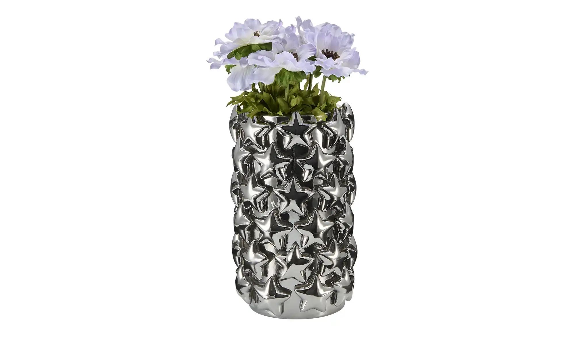 HOME STORY Vase mit 3D Sternen   ¦ silber ¦ Dolomite ¦ Maße (cm): H: 27  Ø: günstig online kaufen