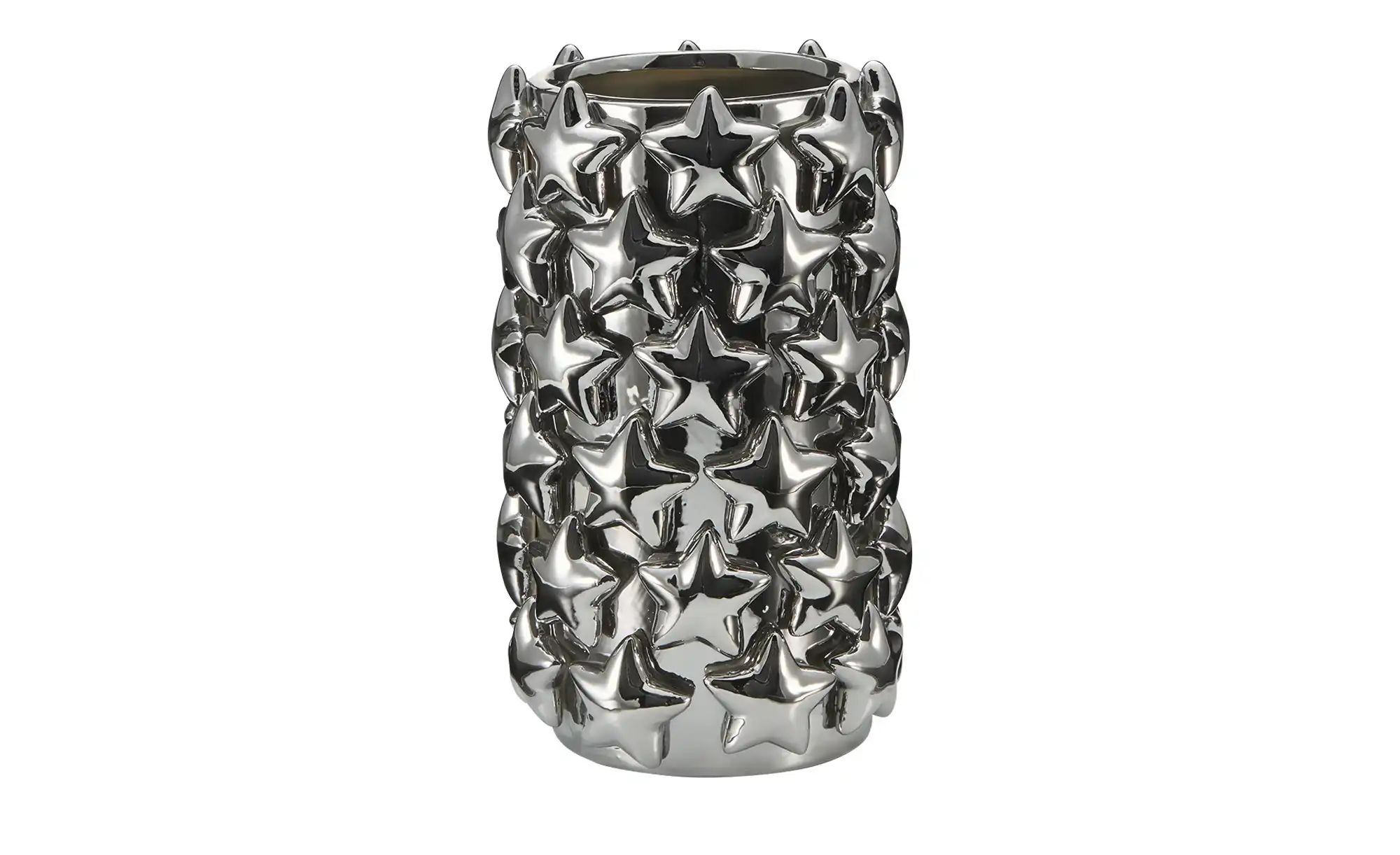 HOME STORY Vase mit 3D Sternen   ¦ silber ¦ Dolomite ¦ Maße (cm): H: 27  Ø: günstig online kaufen