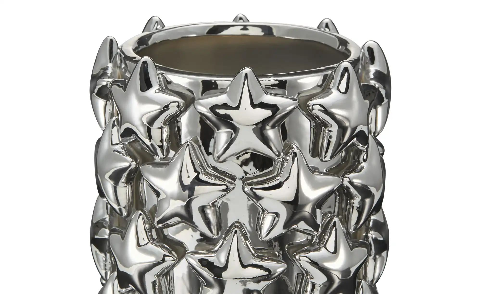 Thumbnail - HOME STORY Vase mit 3D Sternen   ¦ silber ¦ Dolomite ¦ Maße (cm): H: 27  Ø: 16 Accessoires > Vasen - Höffner