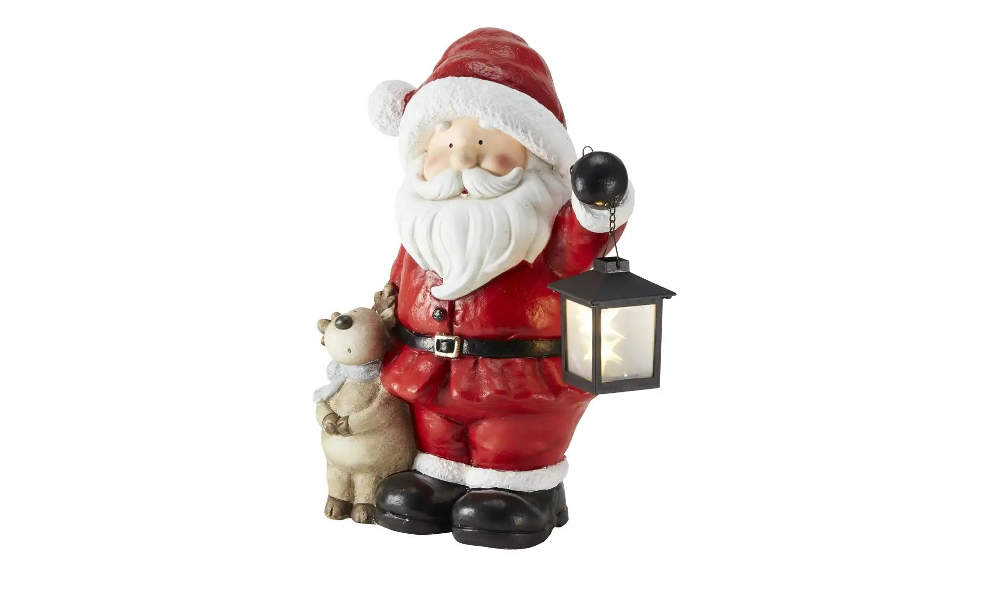 HOME STORY Deko Weihnachtsmann mit LED Laterne   ¦ rot ¦ Magnesia,Kunststof günstig online kaufen