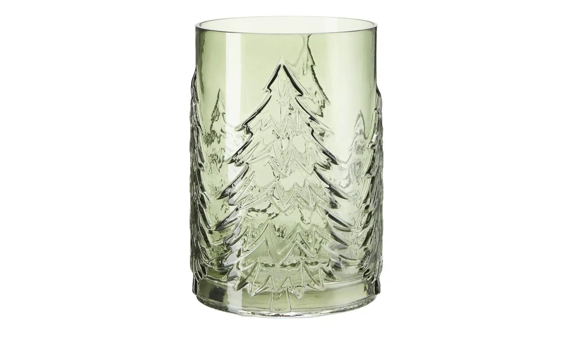 HOME STORY Windlicht Tanne   ¦ grün ¦ Glas ¦ Maße (cm): H: 22  Ø: 16 Access günstig online kaufen