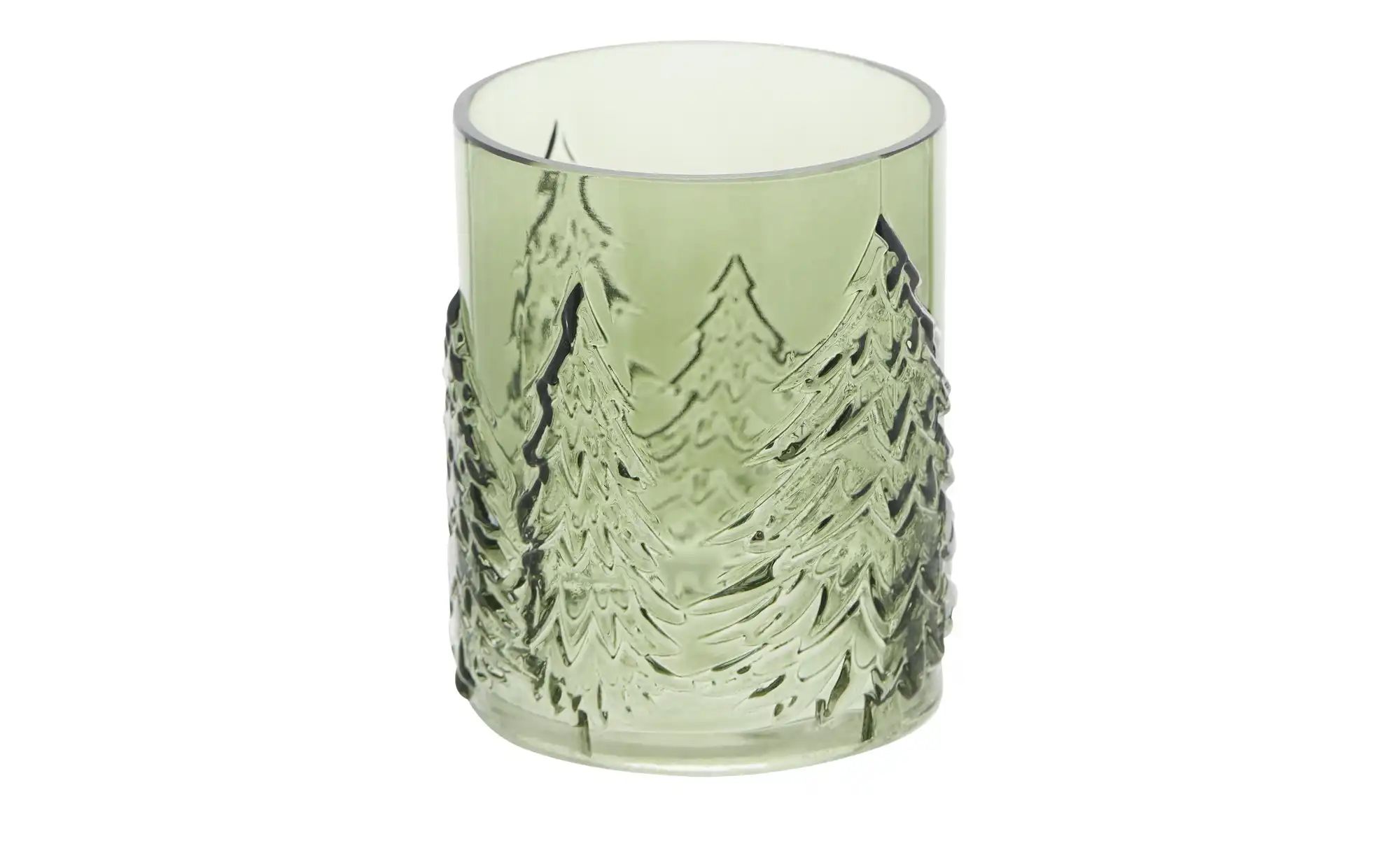 HOME STORY Windlicht Tanne   ¦ grün ¦ Glas ¦ Maße (cm): H: 13  Ø: 11.5 Acce günstig online kaufen