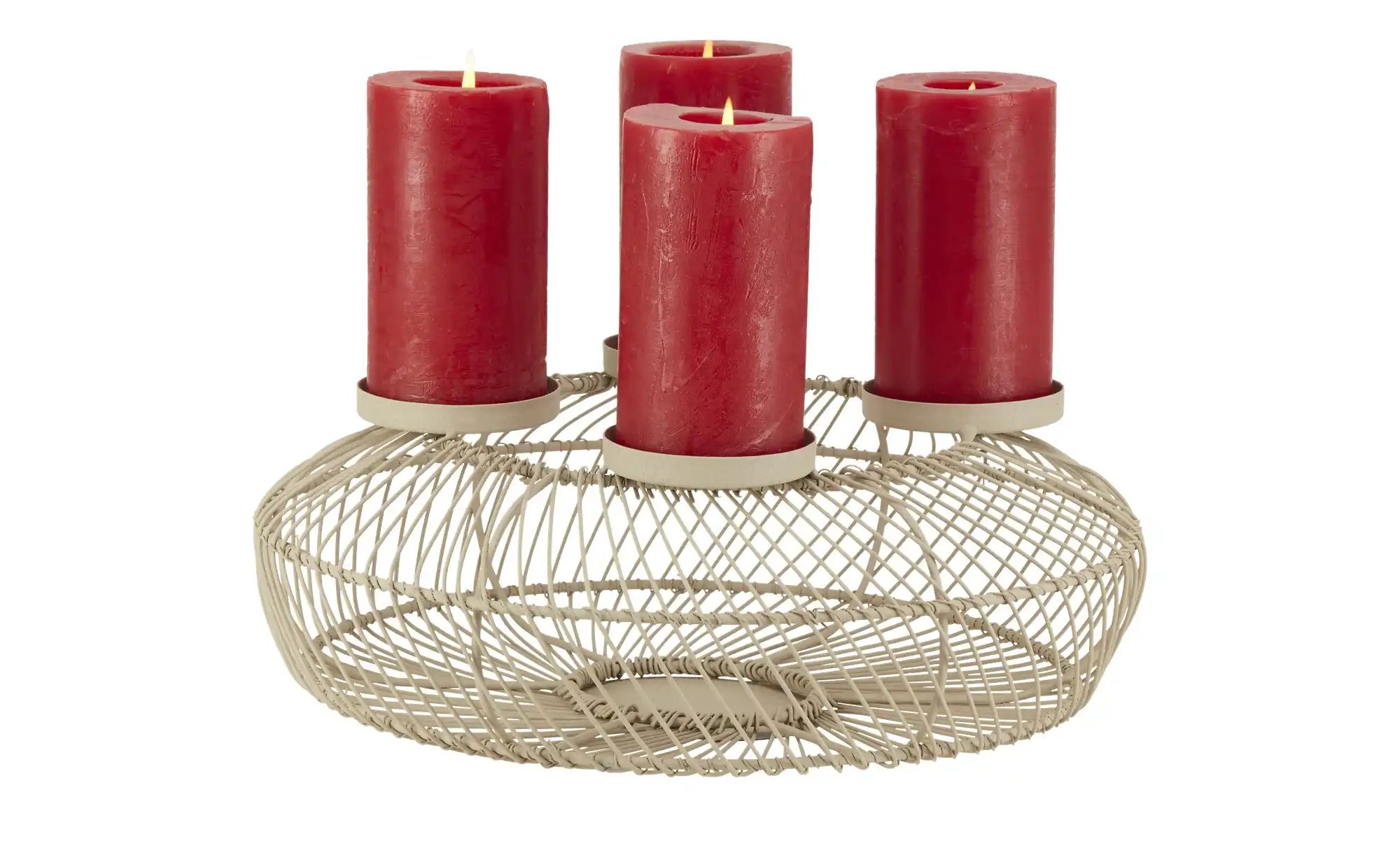 HOME STORY Adventskerzenständer   ¦ beige ¦ Eisen ¦ Maße (cm): B: 34 H: 13 günstig online kaufen