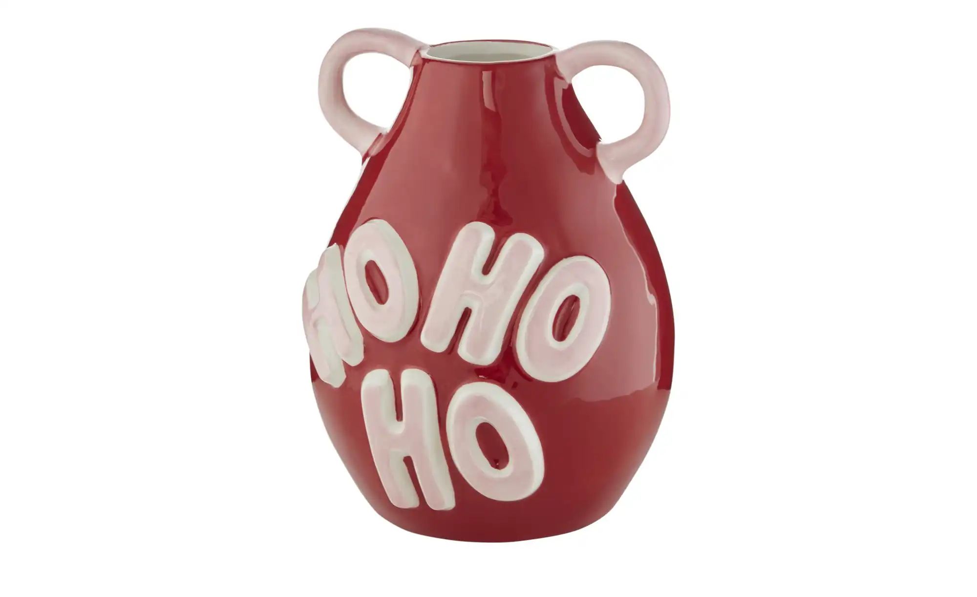 HOME STORY Vase Hohoho   ¦ rot ¦ Dolomite ¦ Maße (cm): B: 15,6 H: 20,3 T: 1 günstig online kaufen