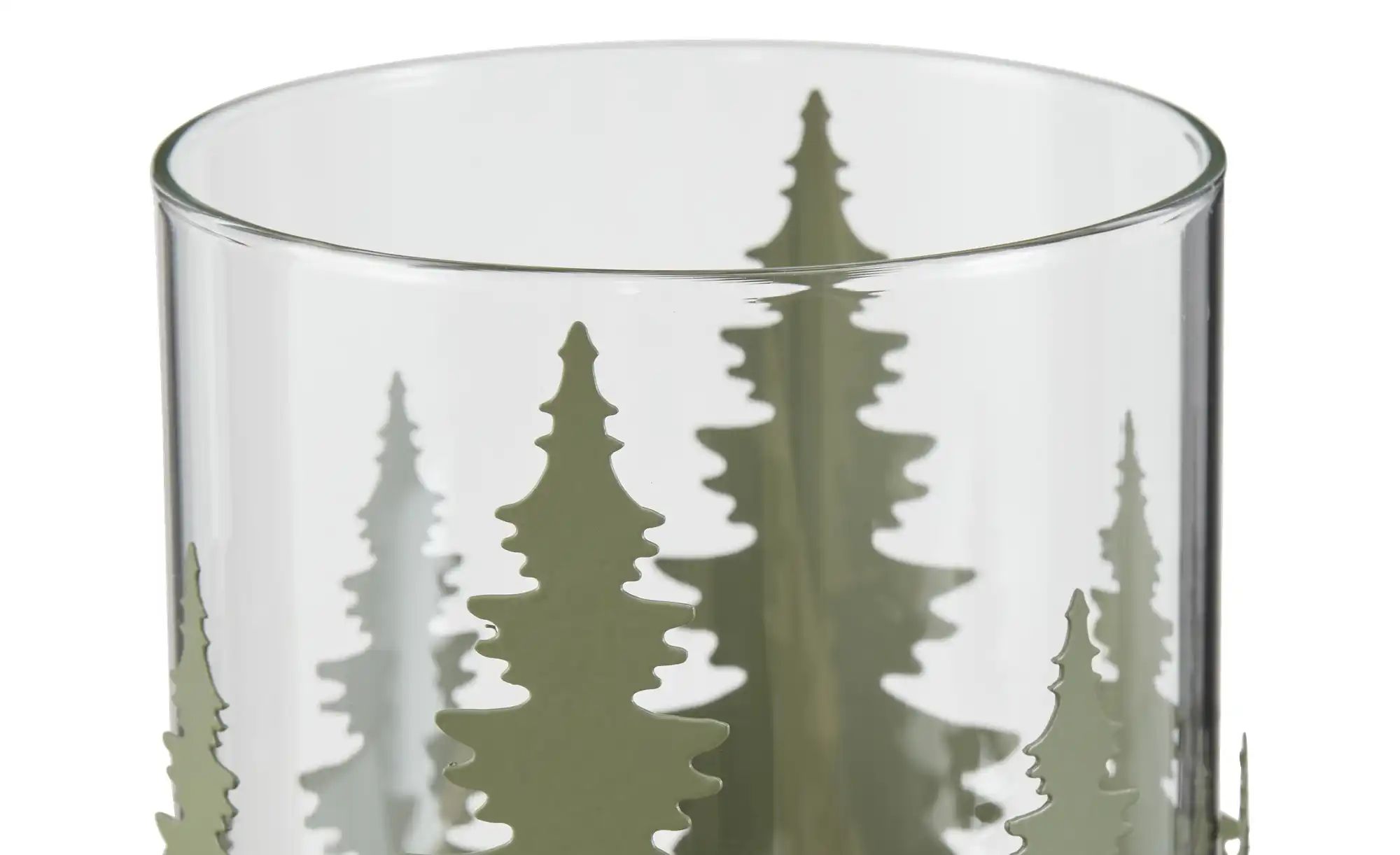 Thumbnail - HOME STORY Windlicht Tanne   ¦ grün ¦ Eisen,Glas ¦ Maße (cm): H: 15  Ø: 10.5 Accessoires > Kerzen & Kerzenständer - Höff...