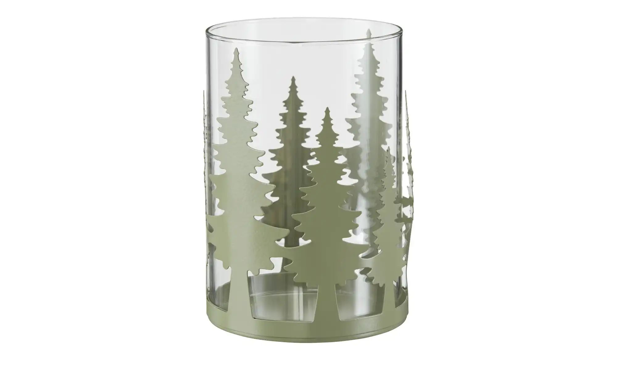 HOME STORY Windlicht Tanne   ¦ grün ¦ Eisen,Glas ¦ Maße (cm): H: 15  Ø: 10. günstig online kaufen