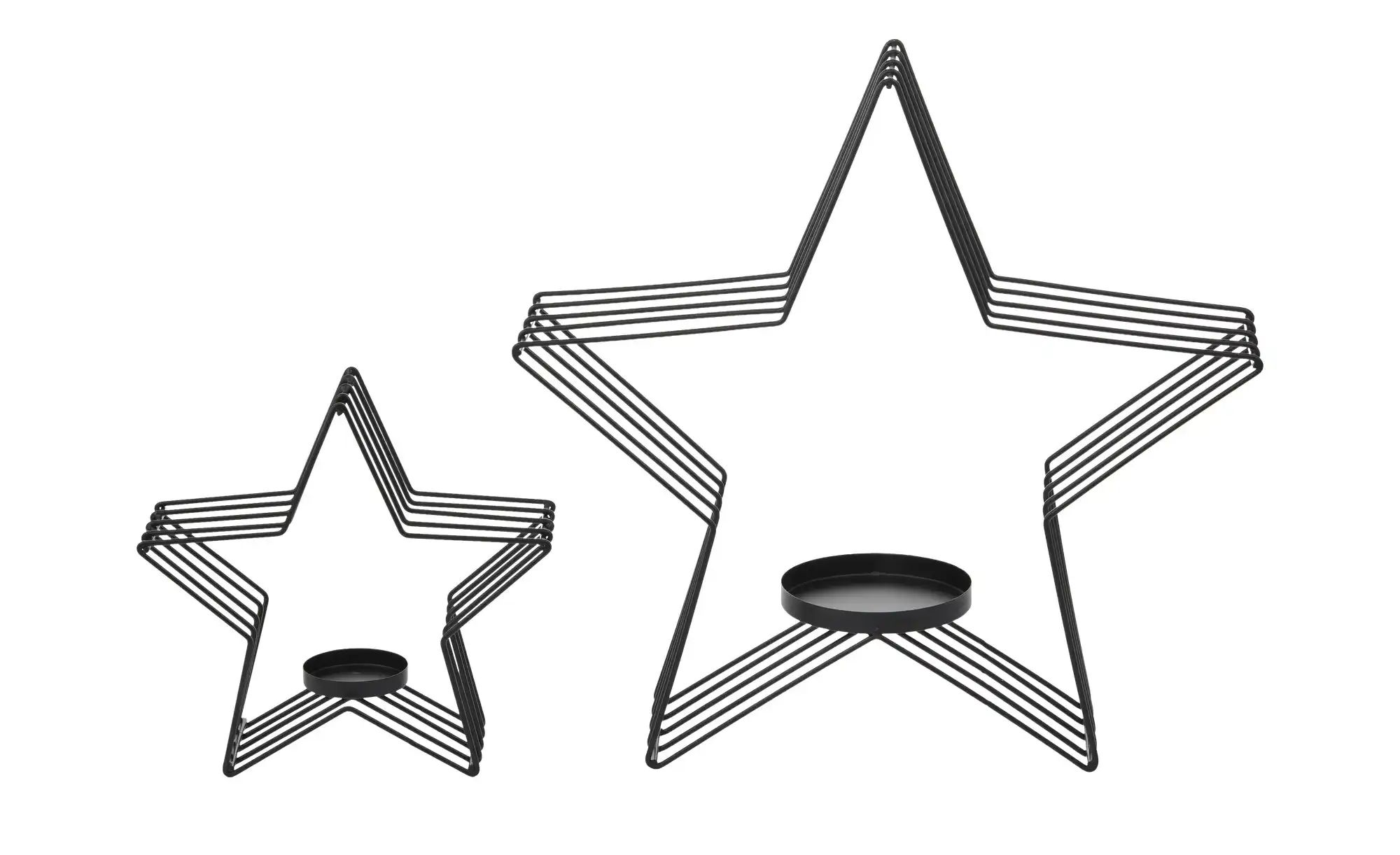 HOME STORY Kerzenhalter Stern  2er Set   ¦ schwarz ¦ Eisen ¦ Maße (cm): B: günstig online kaufen