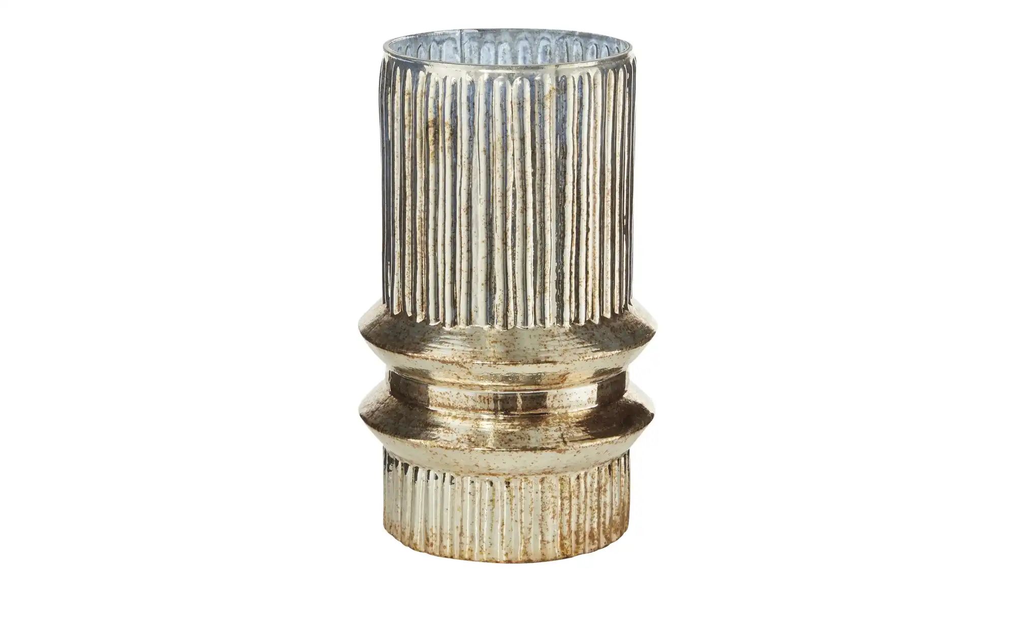 HOME STORY Vase   ¦ gold ¦ Glas ¦ Maße (cm): H: 18  Ø: 11 Accessoires > Vas günstig online kaufen