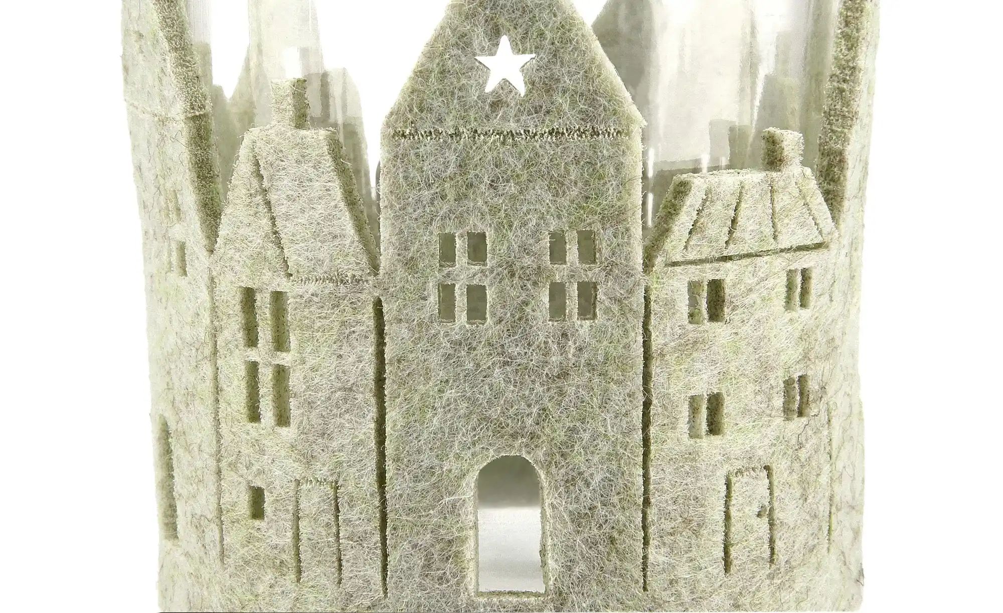Windlicht Häuser   ¦ grün ¦ Glas,Filz ¦ Maße (cm): H: 8  Ø: 7 Accessoires > günstig online kaufen