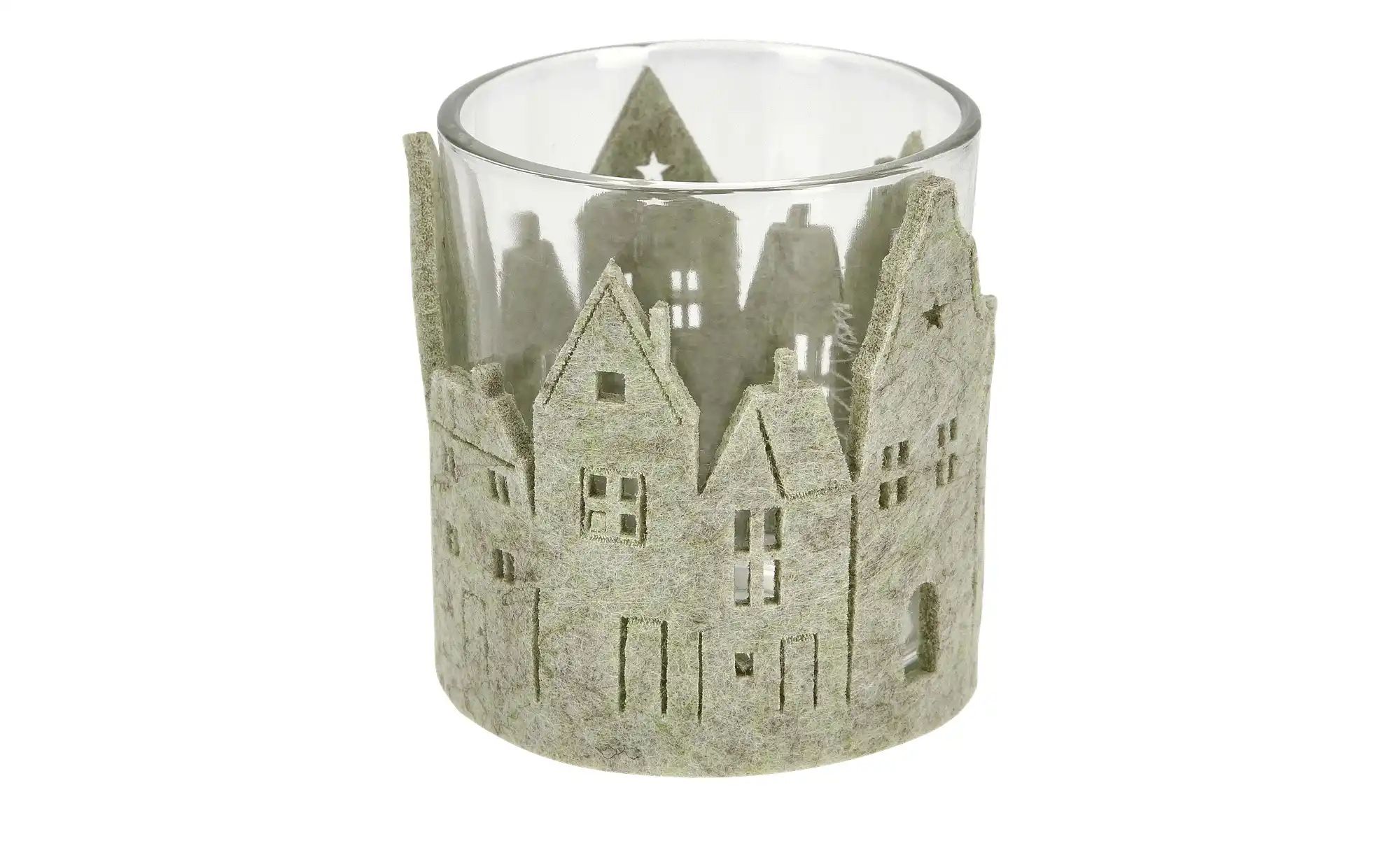 Windlicht Häuser   ¦ grün ¦ Glas,Filz ¦ Maße (cm): H: 8  Ø: 7 Accessoires > günstig online kaufen