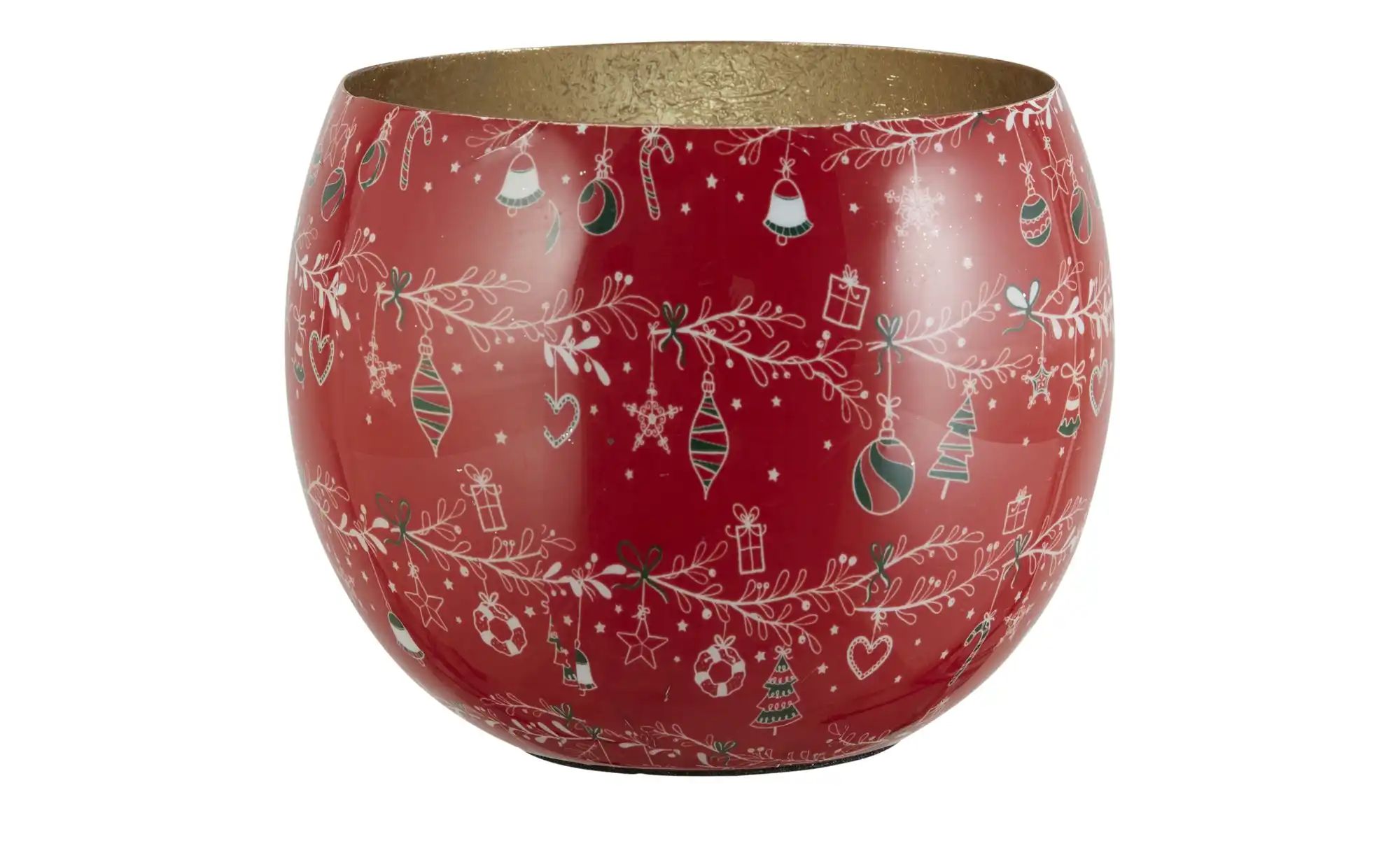 HOME STORY Teelichthalter   ¦ rot ¦ Metall ¦ Maße (cm): H: 11  Ø: 8.5 Weihn günstig online kaufen