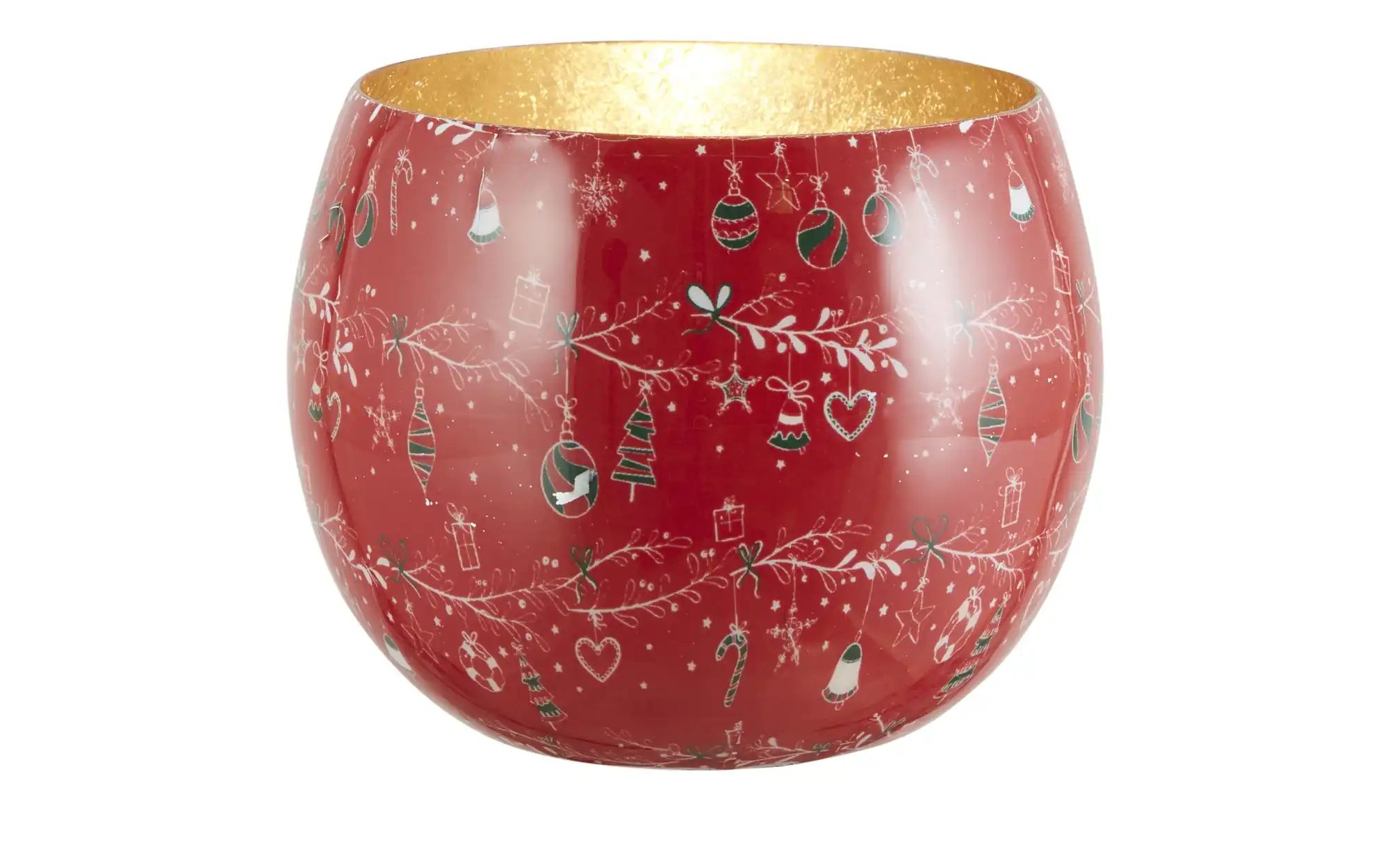 HOME STORY Teelichthalter   ¦ rot ¦ Metall ¦ Maße (cm): H: 7  Ø: 8.5 Weihna günstig online kaufen