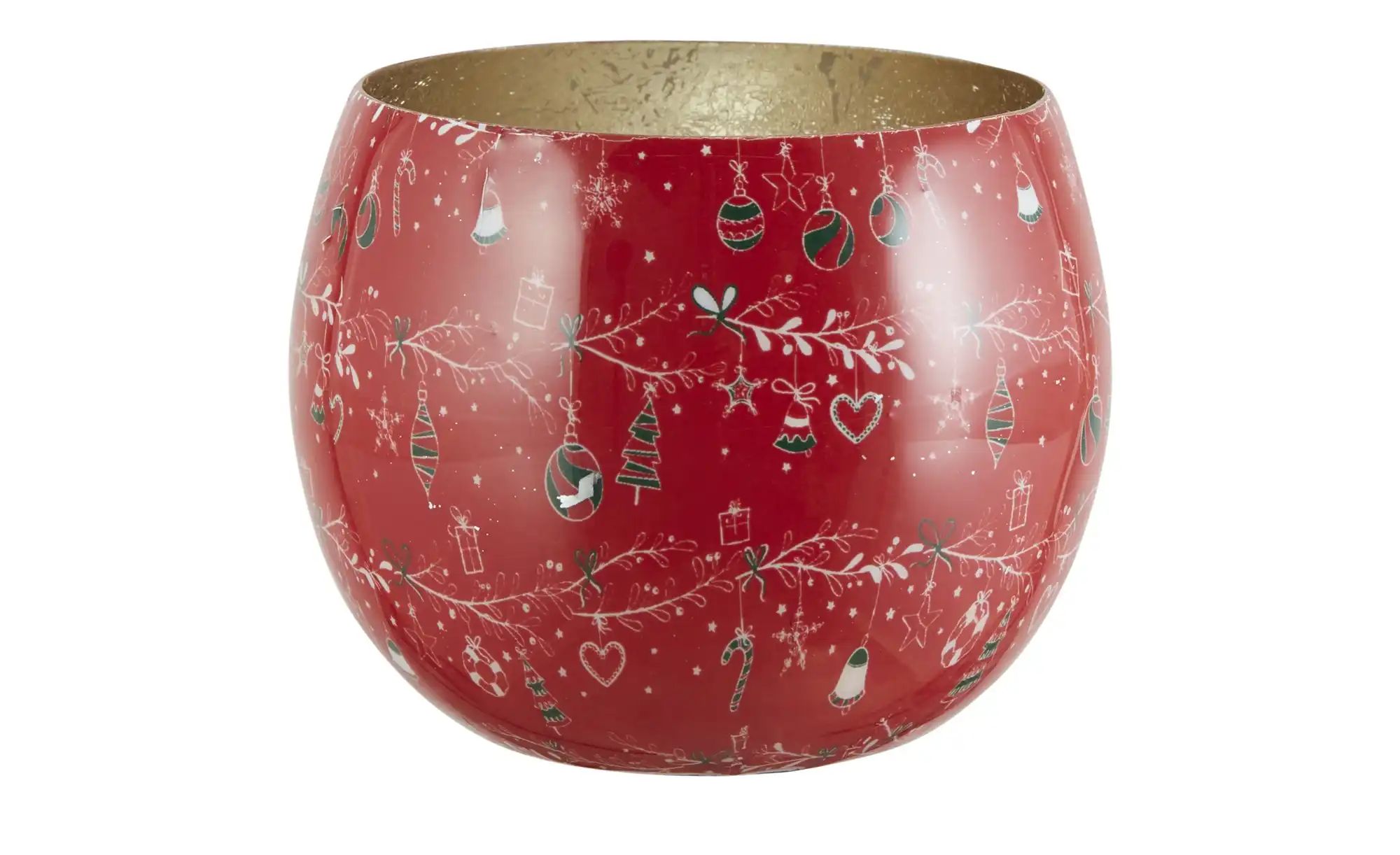 HOME STORY Teelichthalter   ¦ rot ¦ Metall ¦ Maße (cm): H: 7  Ø: 8.5 Weihna günstig online kaufen