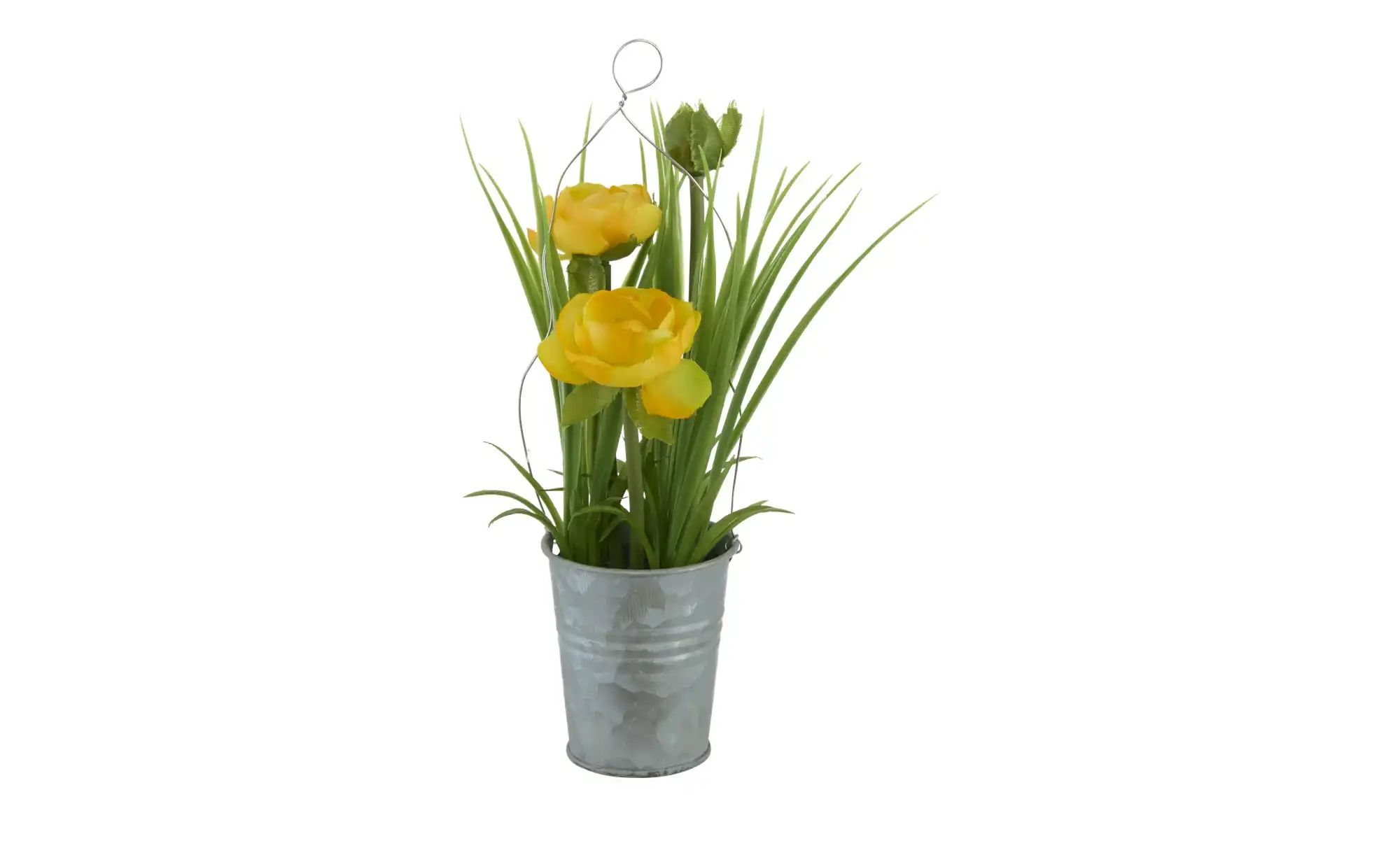 Ranunkel im Zinktopf   ¦ gelb ¦ Kunststoff,Eisen,Polyester ¦ Maße (cm): H: günstig online kaufen