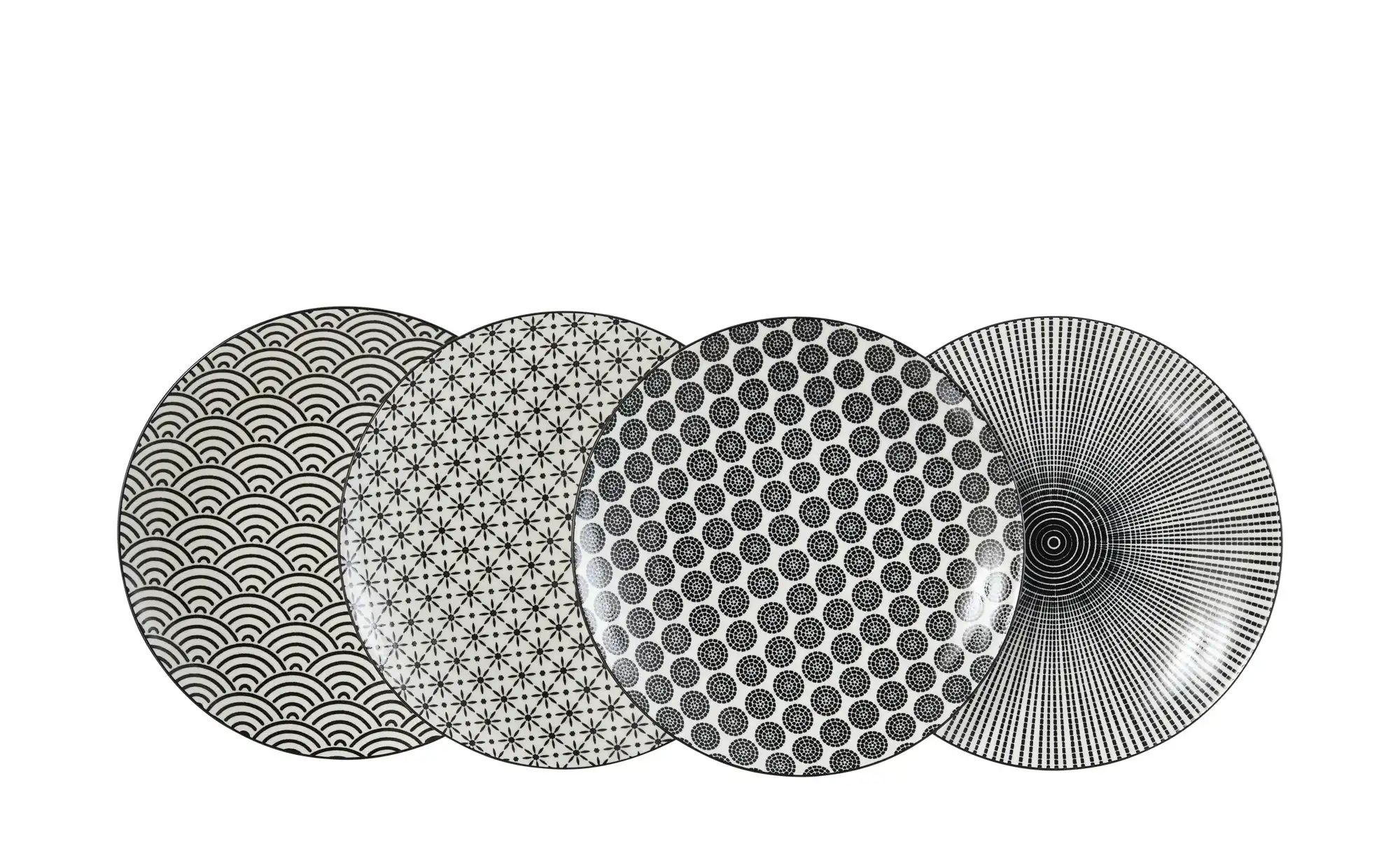 KHG Dessertteller 4er Set Vario ¦ schwarz ¦ Porzellan ¦ Maße (cm): H: 2,5 günstig online kaufen