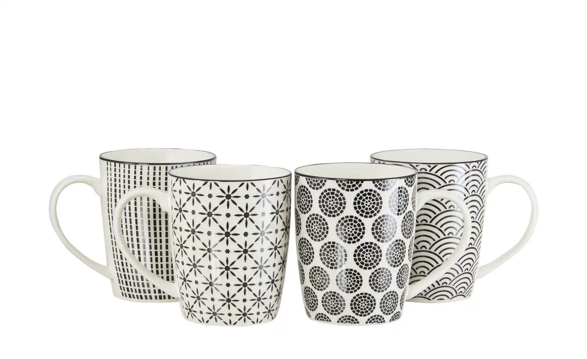 KHG Kaffeebecher 4er Set Vario ¦ schwarz ¦ Porzellan ¦ Maße (cm): B: 10 H: günstig online kaufen