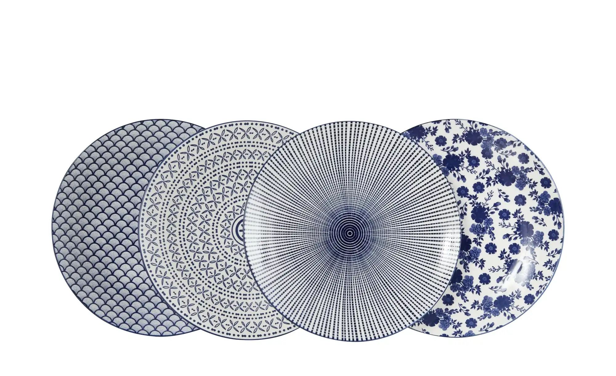 KHG Speiseteller 4er Set Vario ¦ blau ¦ Porzellan ¦ Maße (cm): H: 2,5  Ø: 2 günstig online kaufen