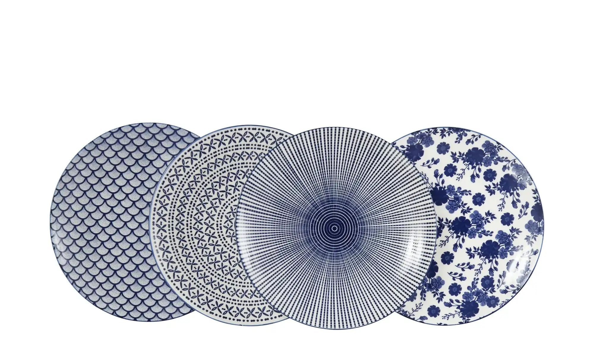 KHG Dessertteller 4er Set Vario ¦ blau ¦ Porzellan ¦ Maße (cm): H: 2,5  Ø: günstig online kaufen