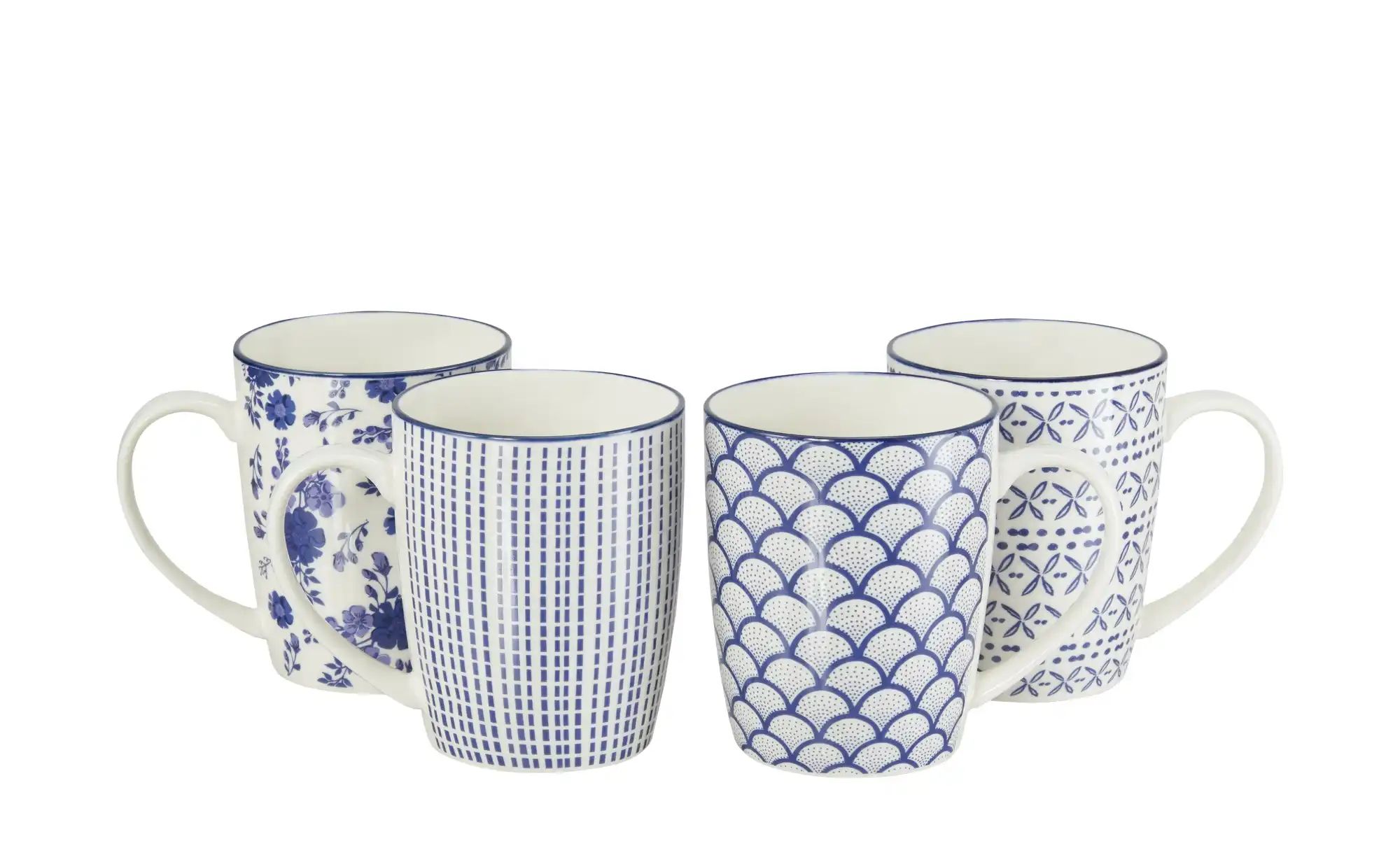 KHG Kaffeebecher 4er Set Vario ¦ blau ¦ Porzellan ¦ Maße (cm): B: 10 H: 11, günstig online kaufen