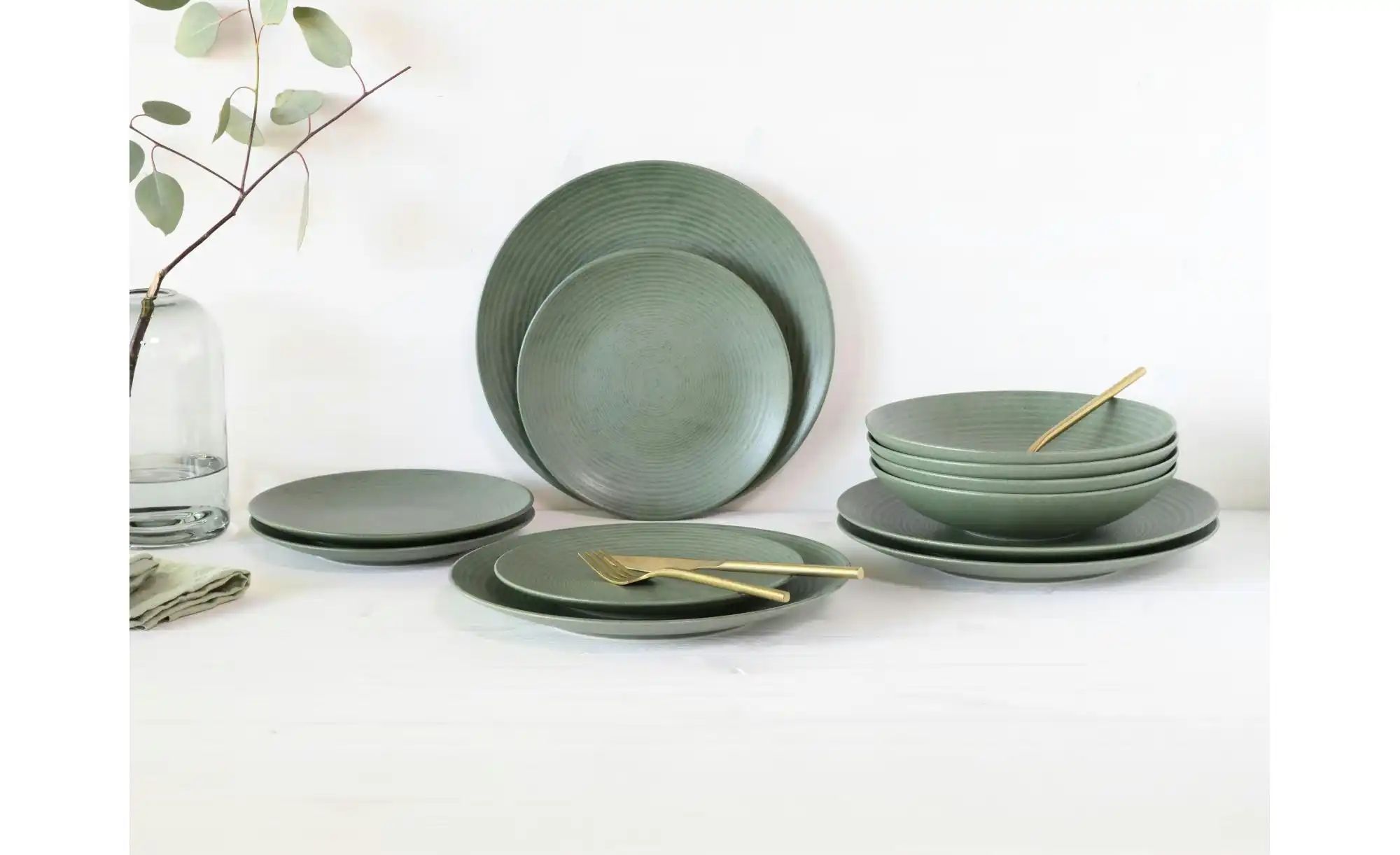 CreaTable Kombiservice  Catania ¦ grün ¦ Steinzeug/Steingut ¦ Maße (cm): B: günstig online kaufen